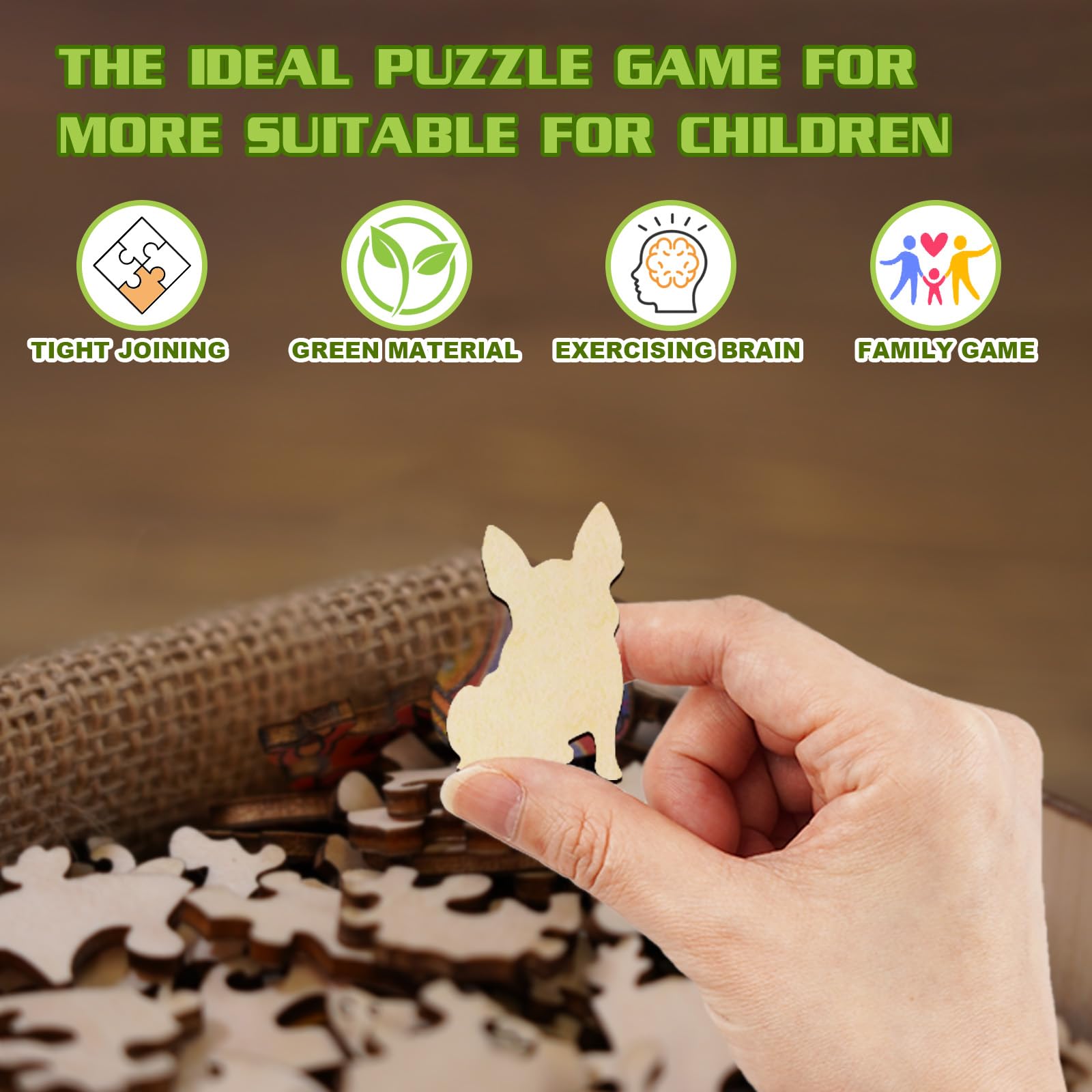 Cute Dog 50 Piece Wood Puzzle for Kids Puppy Toy - Aeekdook