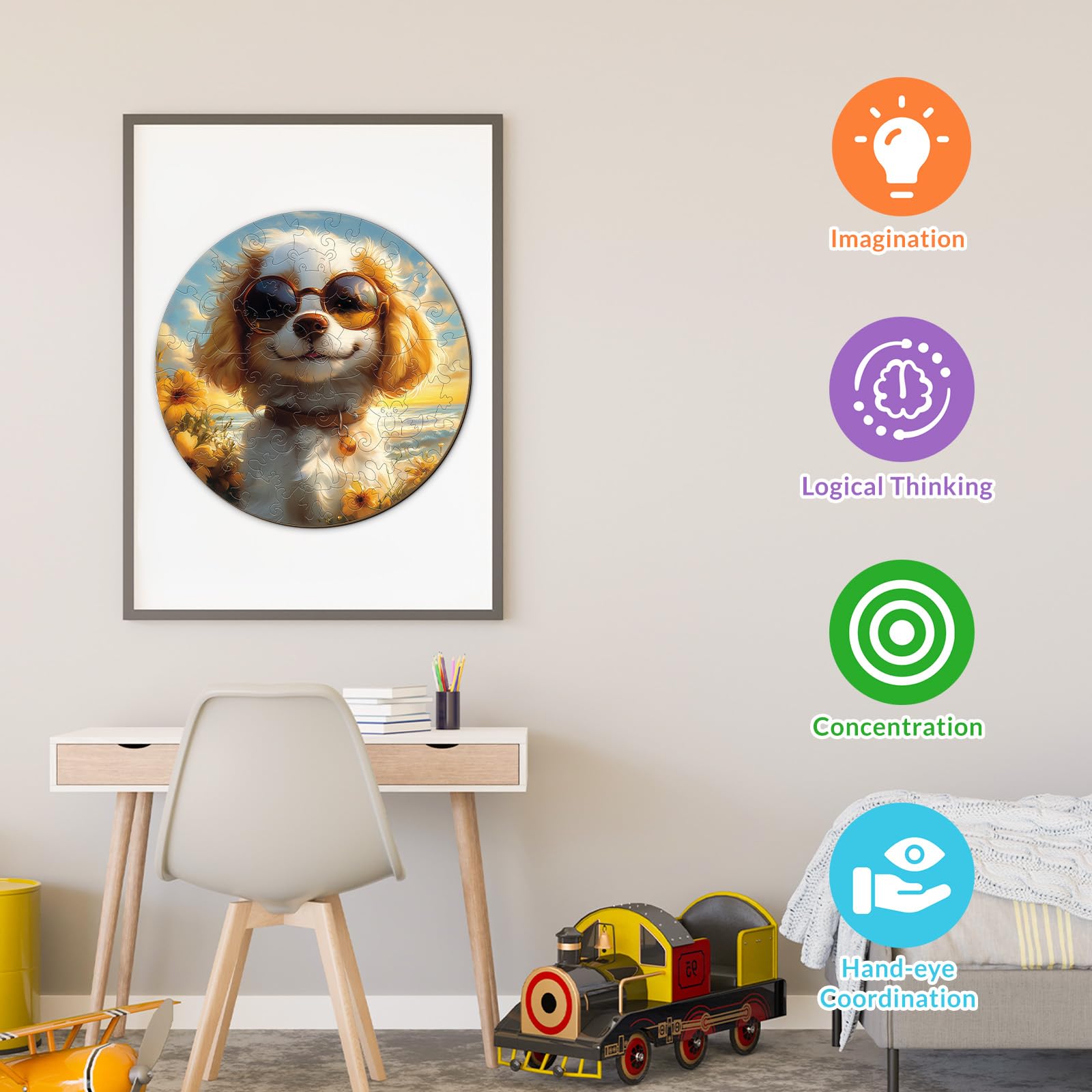 Sunny Puppy 50 Piece Kids Wood Puzzle Cute Pet - Aeekdook