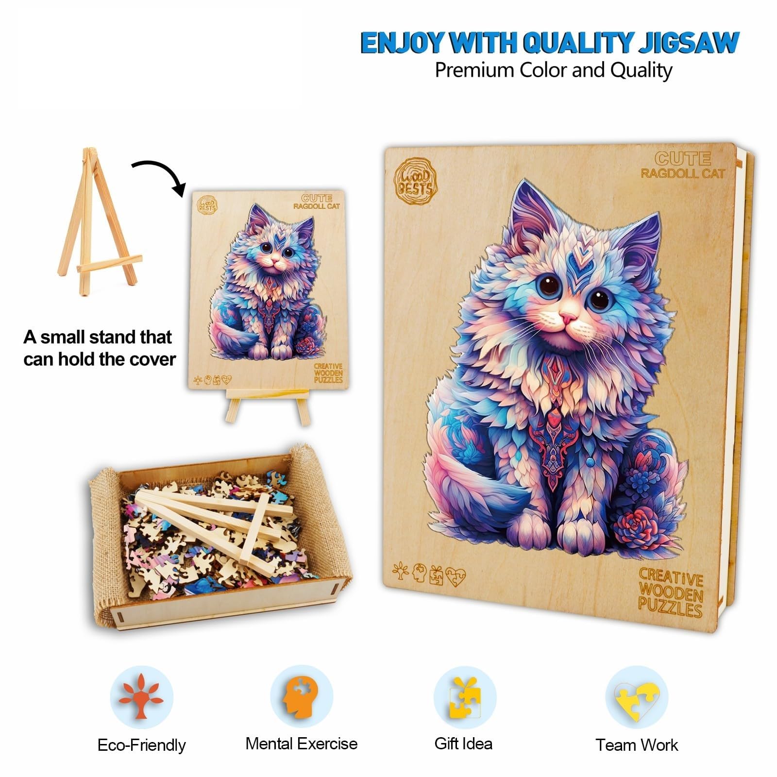 Ragdoll Cat Puzzle Wood Puzzles Adult