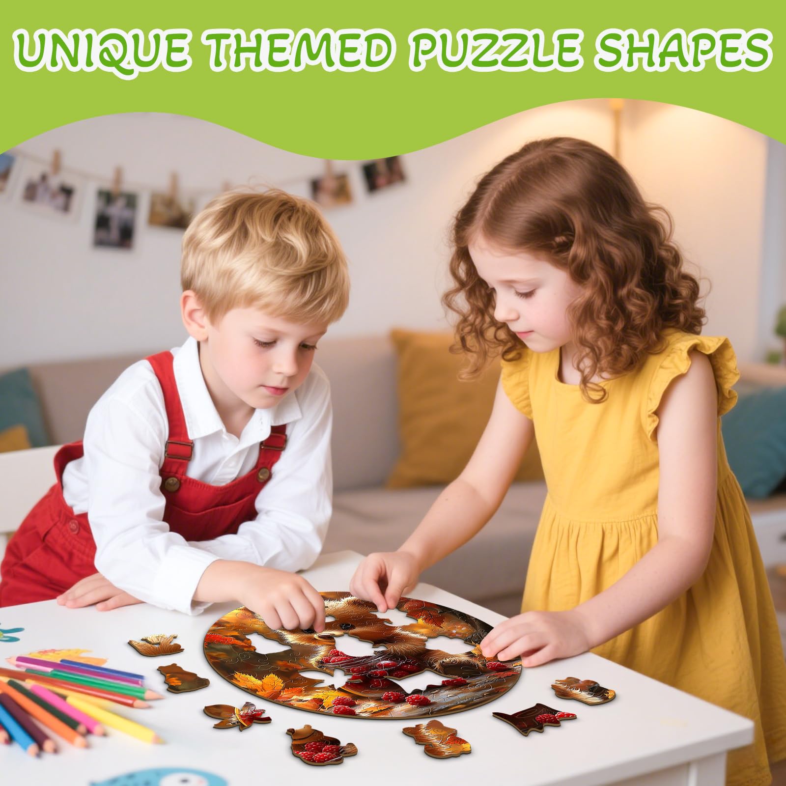 Berry Bear 50 Piece Kids Wood Puzzle Forest Animal - Aeekdook