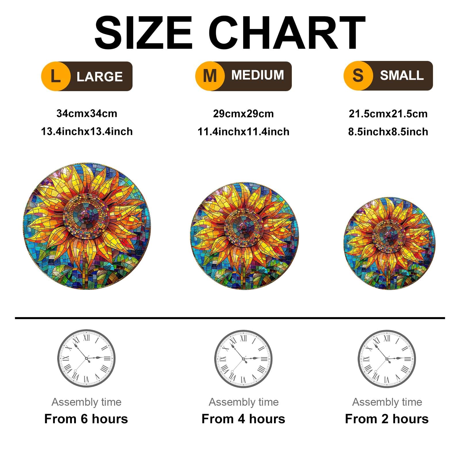 Stained Glass Sunflower Wood Puzzle Floral Wall Art - Aeekdook