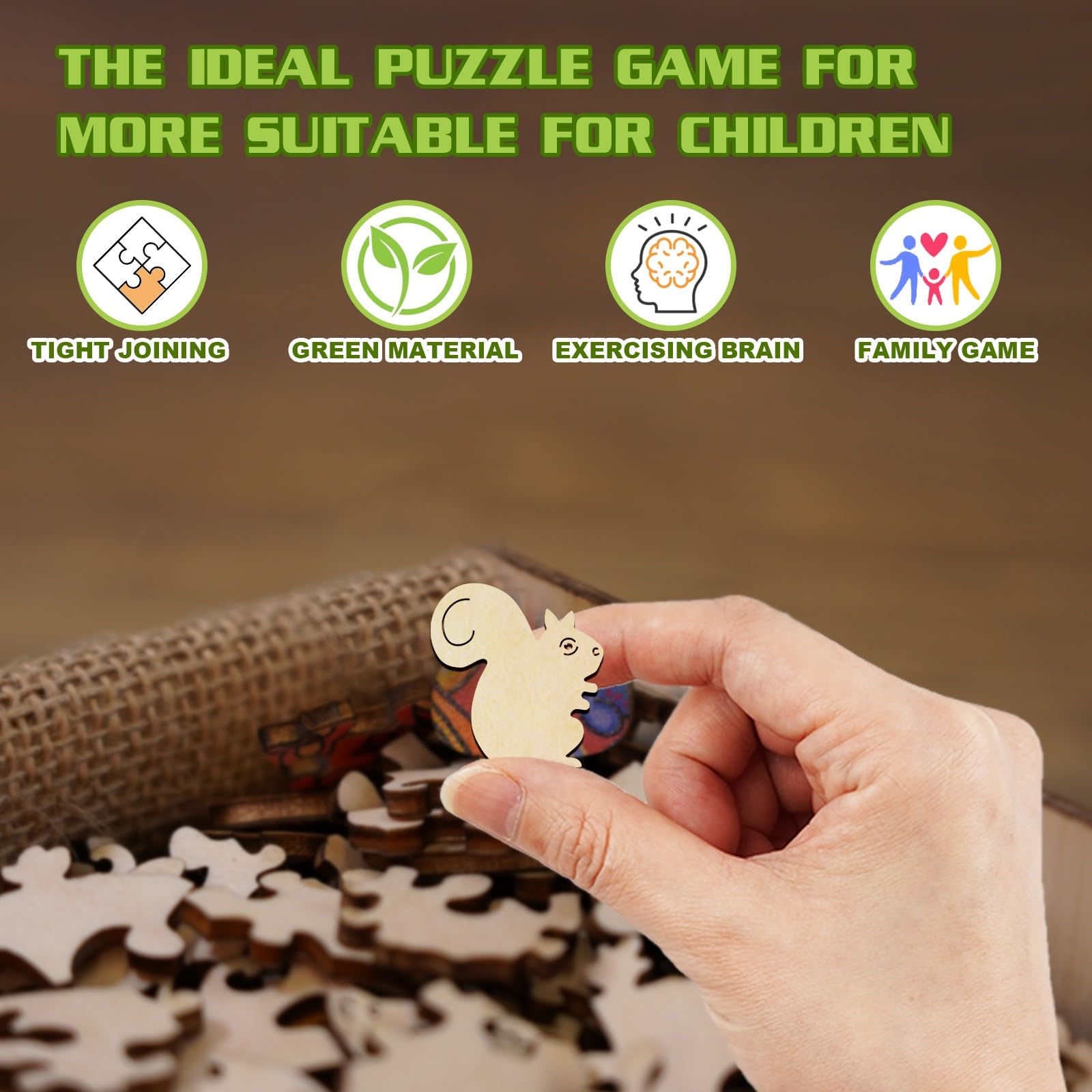 Cute Squirrel 50 Piece Wood Puzzle for Kids Ages 4-8 - Aeekdook