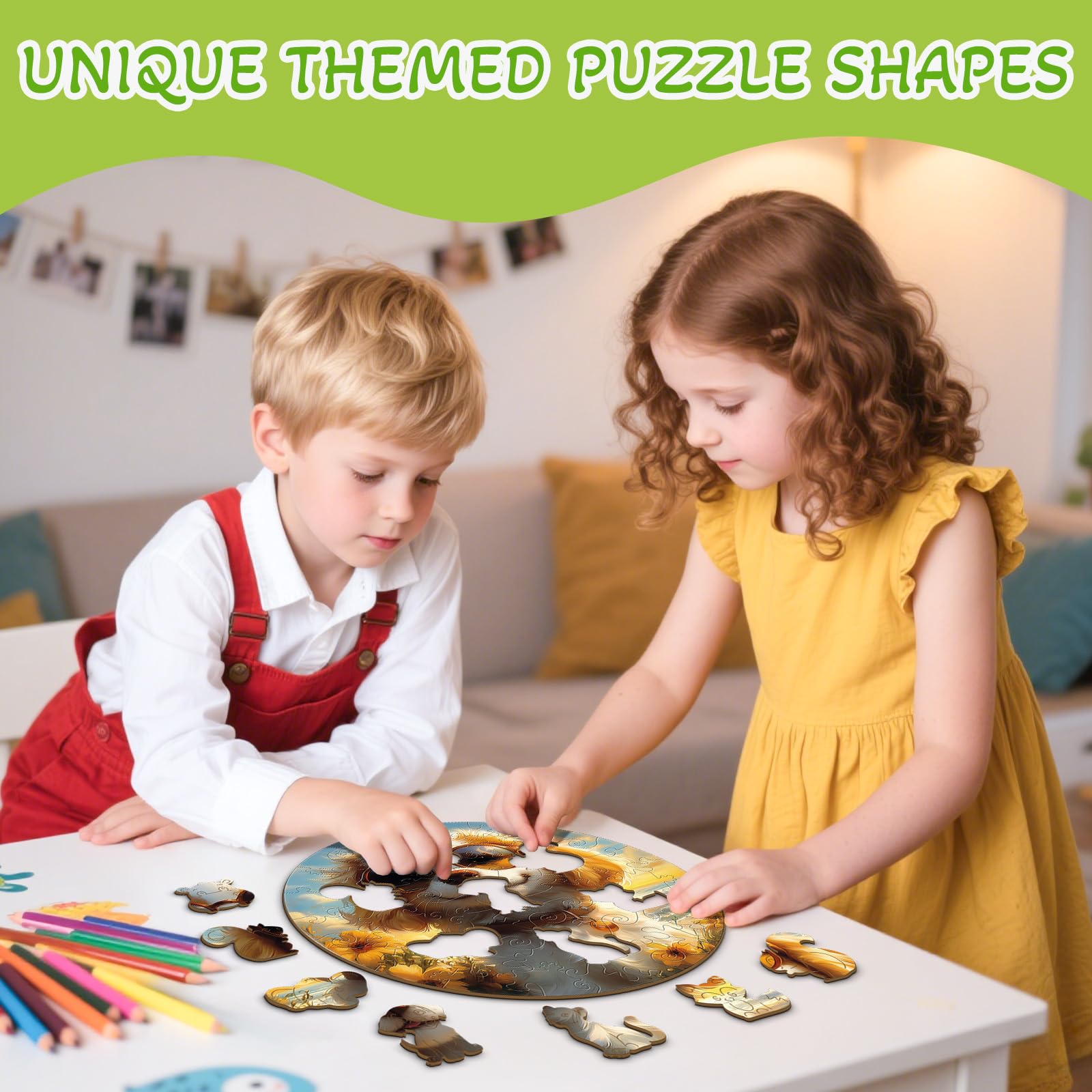 Sunny Puppy 50 Piece Kids Wood Puzzle Cute Pet - Aeekdook