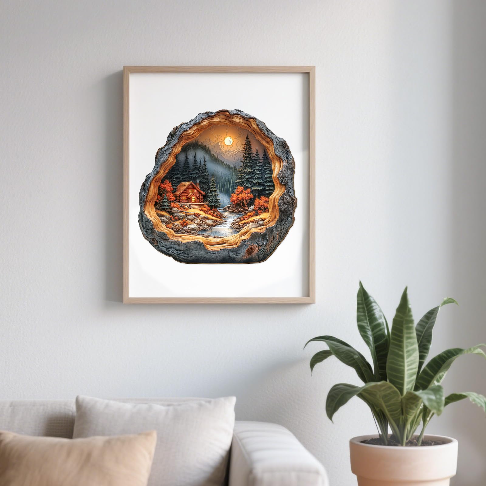 Forest Cabin Wood Puzzle Cozy Nature Escape Art - Aeekdook