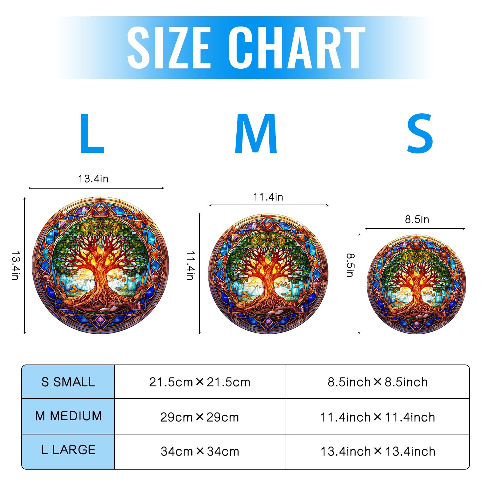 Stained Glass Tree of Life Wood Puzzle Symbolic Art - Aeekdook