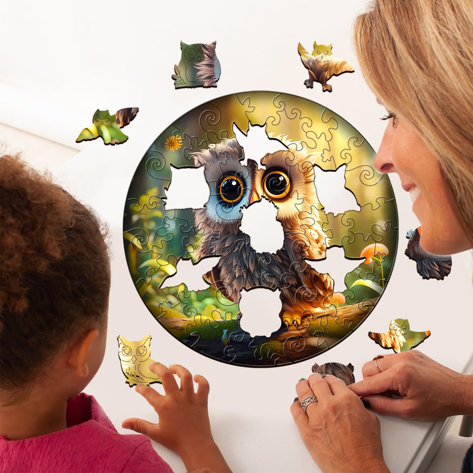 Cute Owl 50 Piece Wood Puzzle for Kids Ages 6-8 - Aeekdook