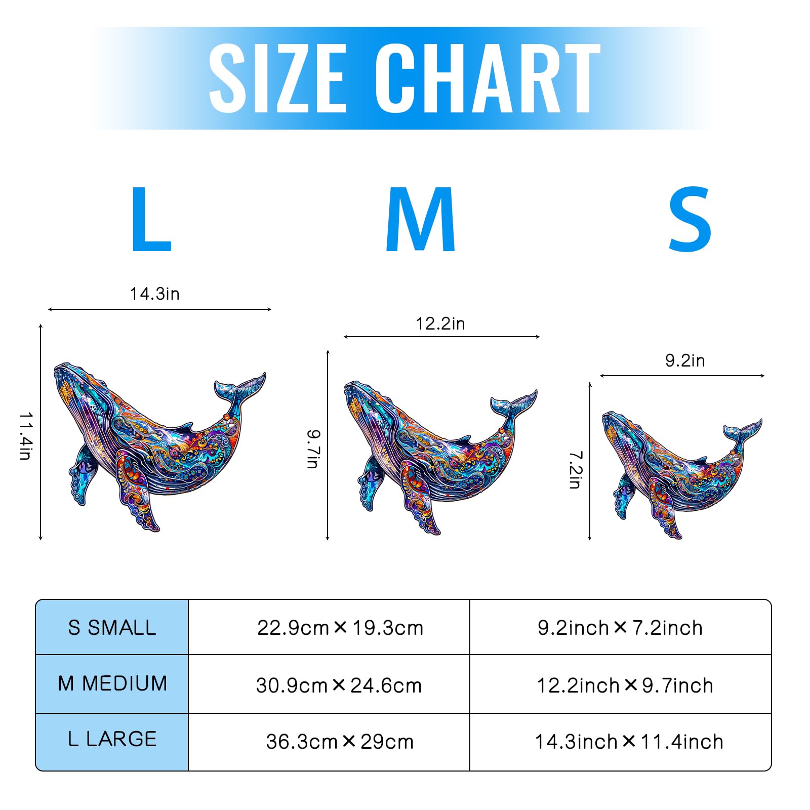 Blue Whale Wood Puzzles Adult