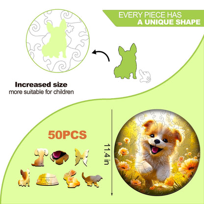 Cute Dog Puzzle Wooden Puzzles for Kids 50 Pieces