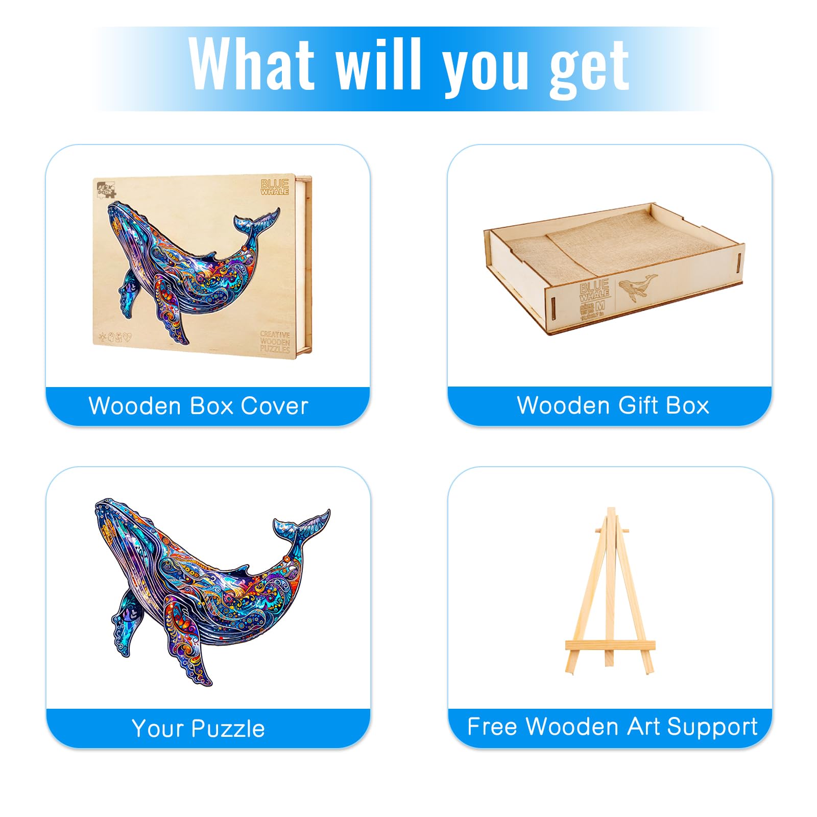 Blue Whale Wood Puzzles Adult