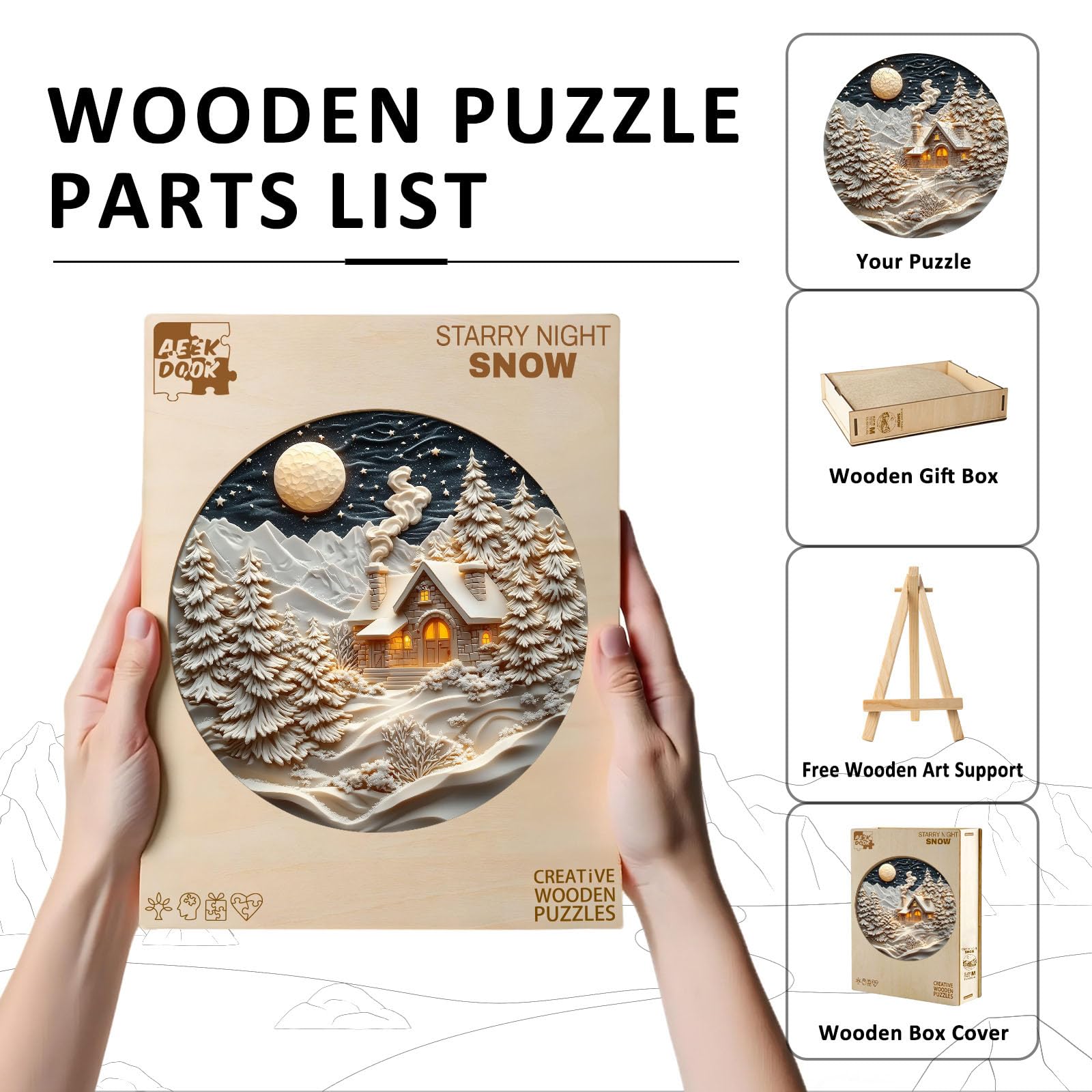 Starry Night Wood Puzzle Van Gogh Style Fine Art - Aeekdook
