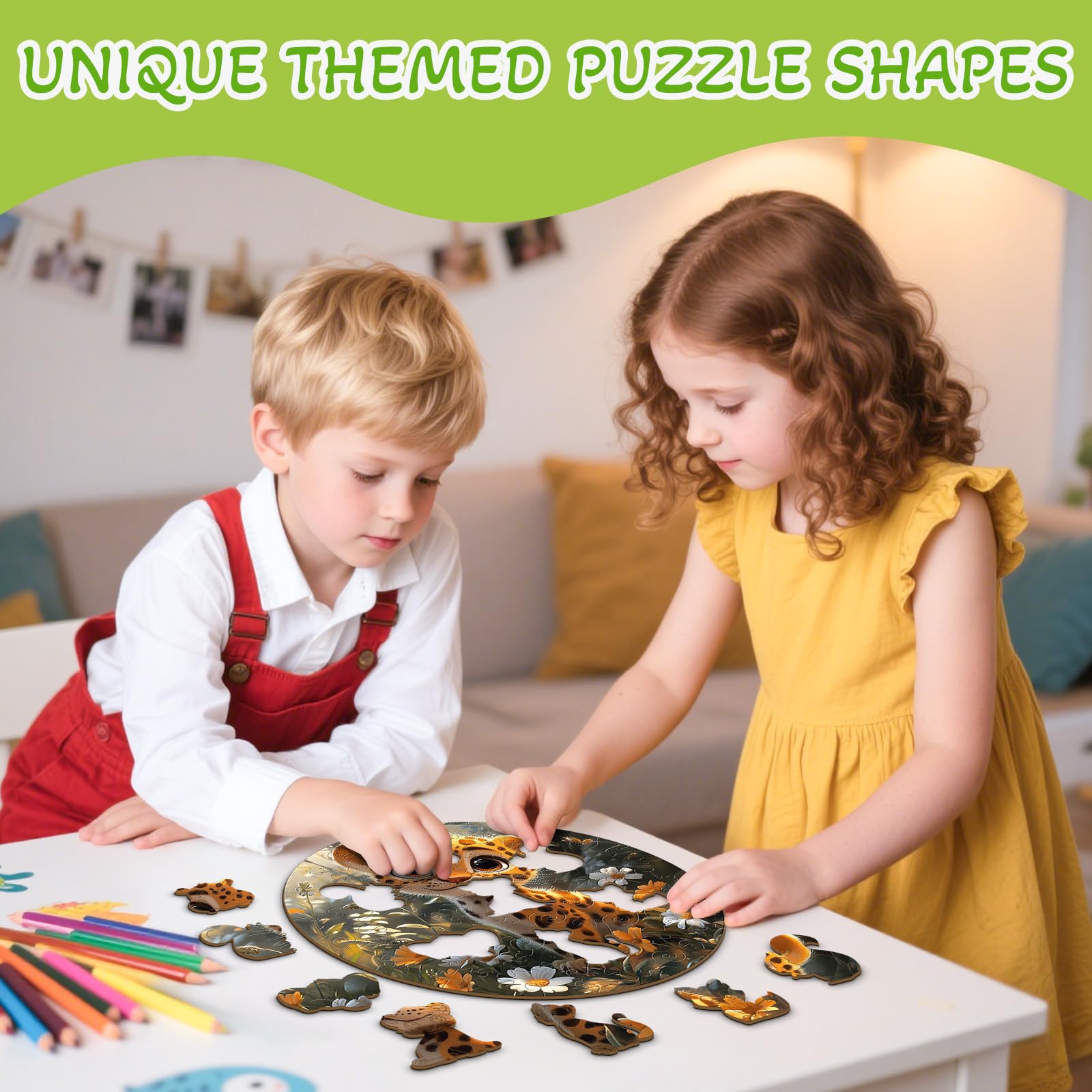 Cute Leopard 50 Piece Wood Puzzle for Young Children - Aeekdook
