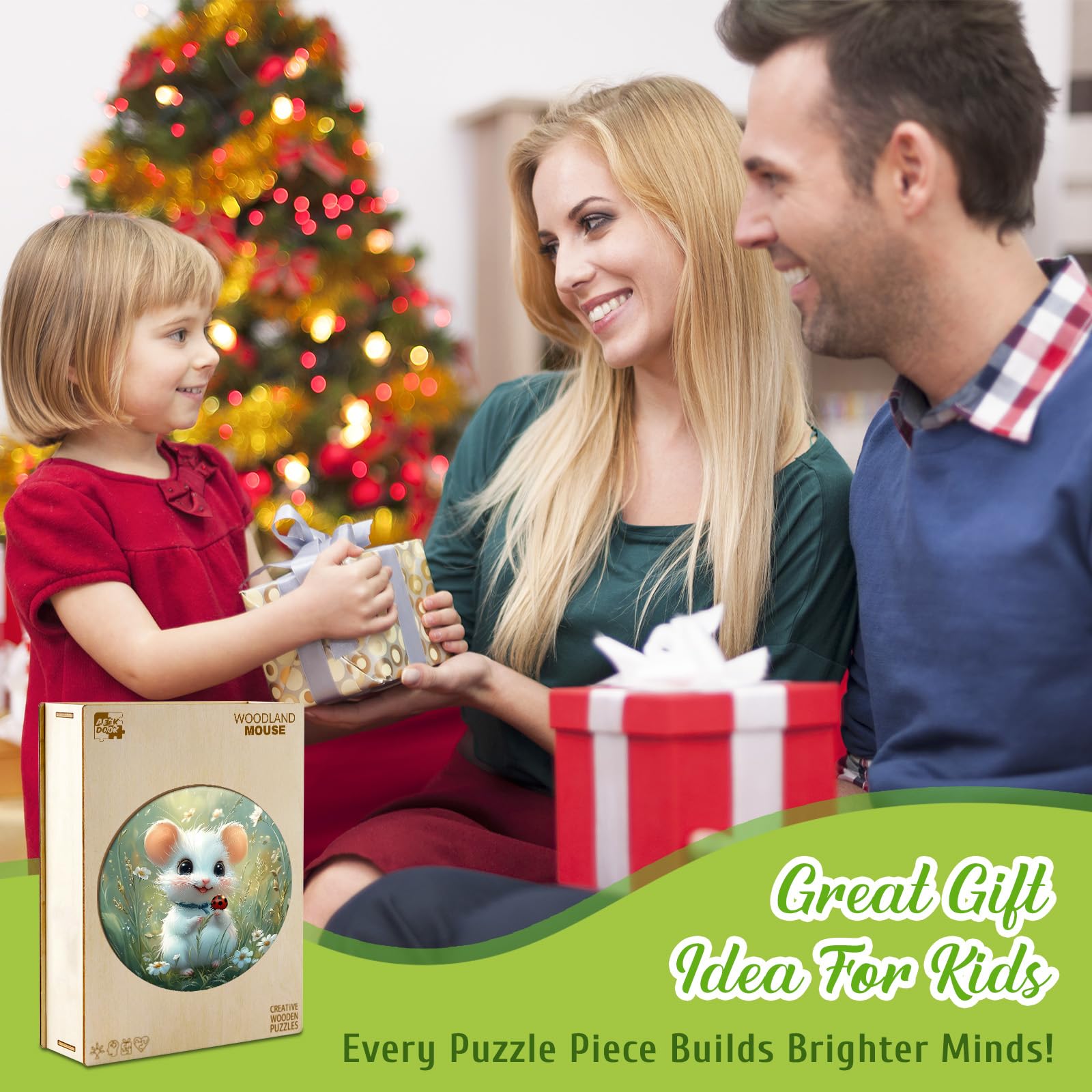 Woodland Mouse 50 Piece Kids Wood Puzzle - Aeekdook