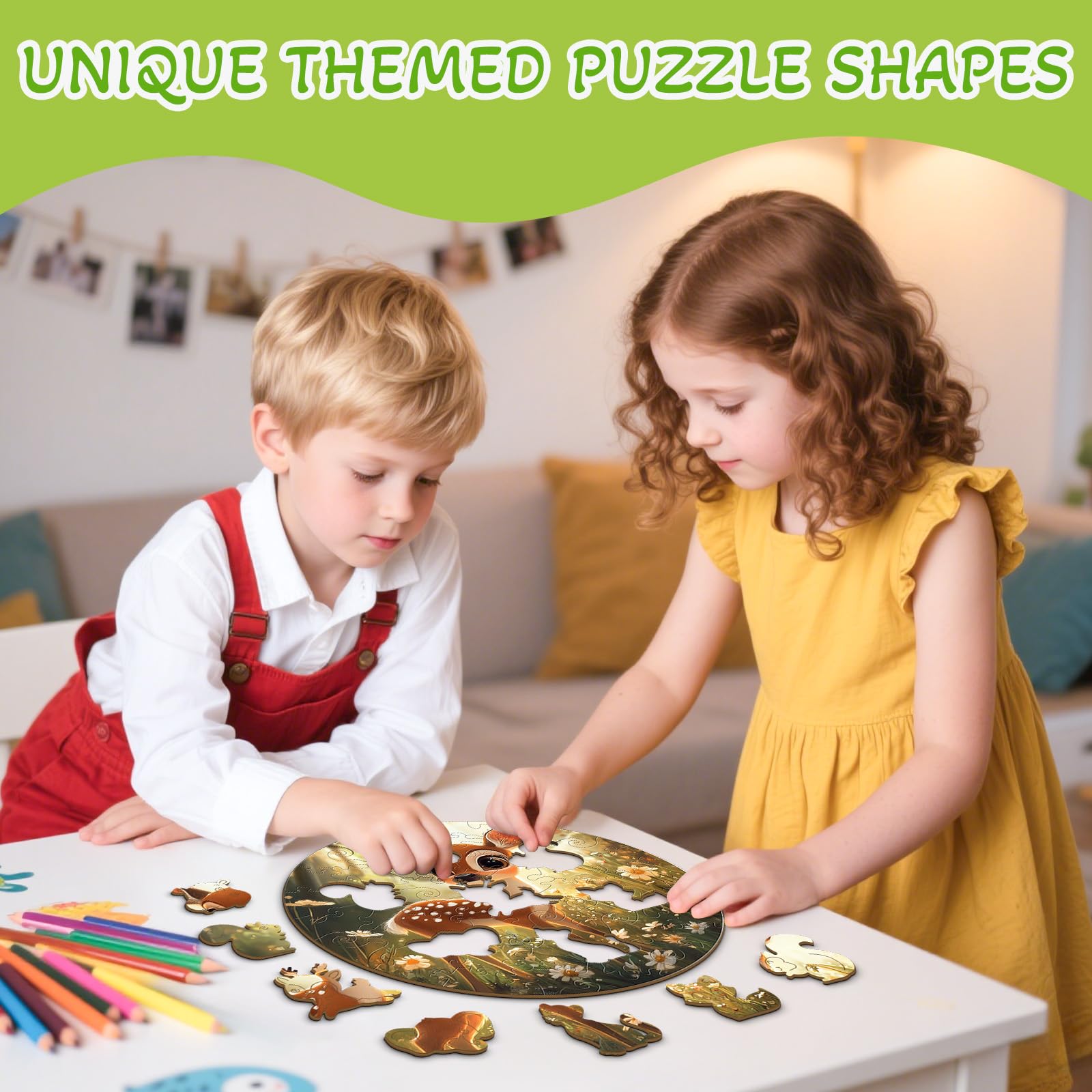 Cute Deer 50 Piece Kids Wood Puzzle Woodland Gift - Aeekdook