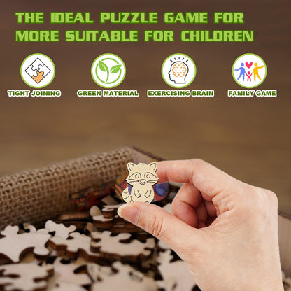 Cute Raccoon Wooden Puzzles for Kids 50 Pieces