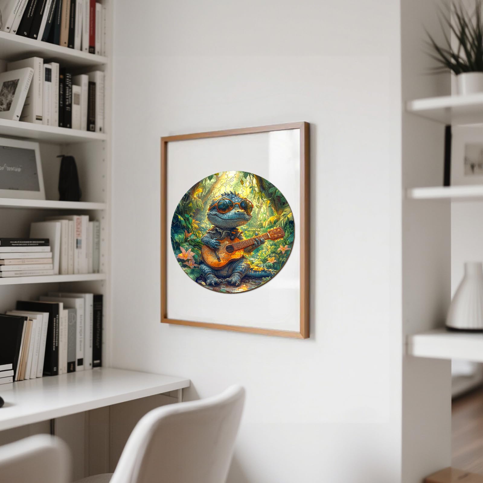 Guitar Crocodile Unique Shape Wood Puzzle Musician Gift - Aeekdook