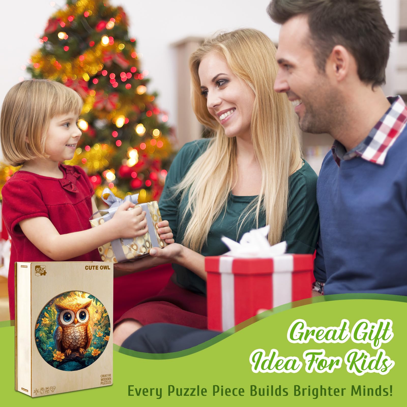 Cute Owl 50 Piece Wood Puzzle Educational Toy - Aeekdook