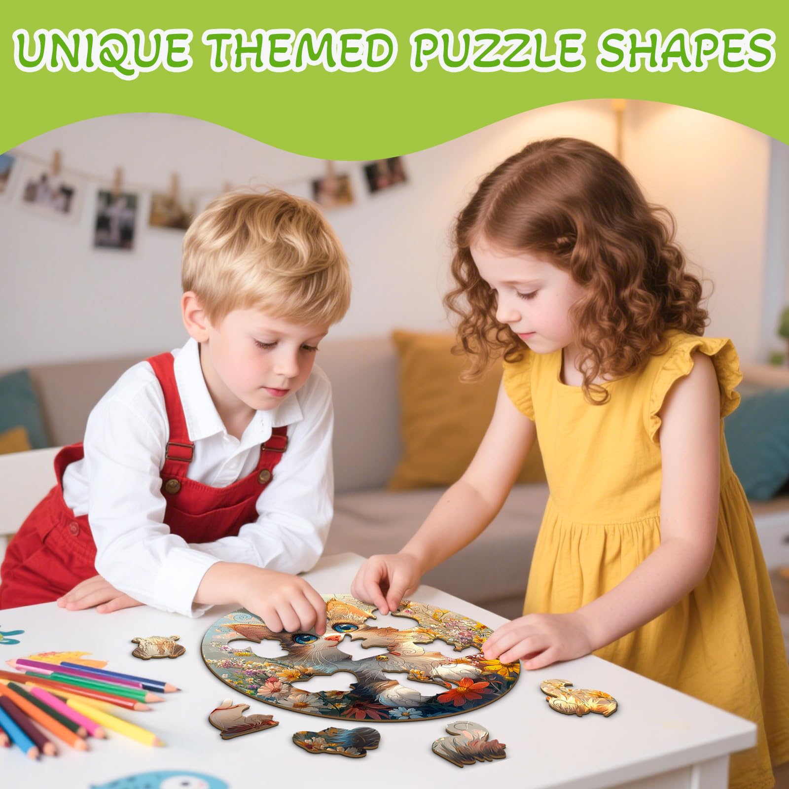 Lovely Cat 50 Piece Kids Wood Puzzle Kitten Gift - Aeekdook