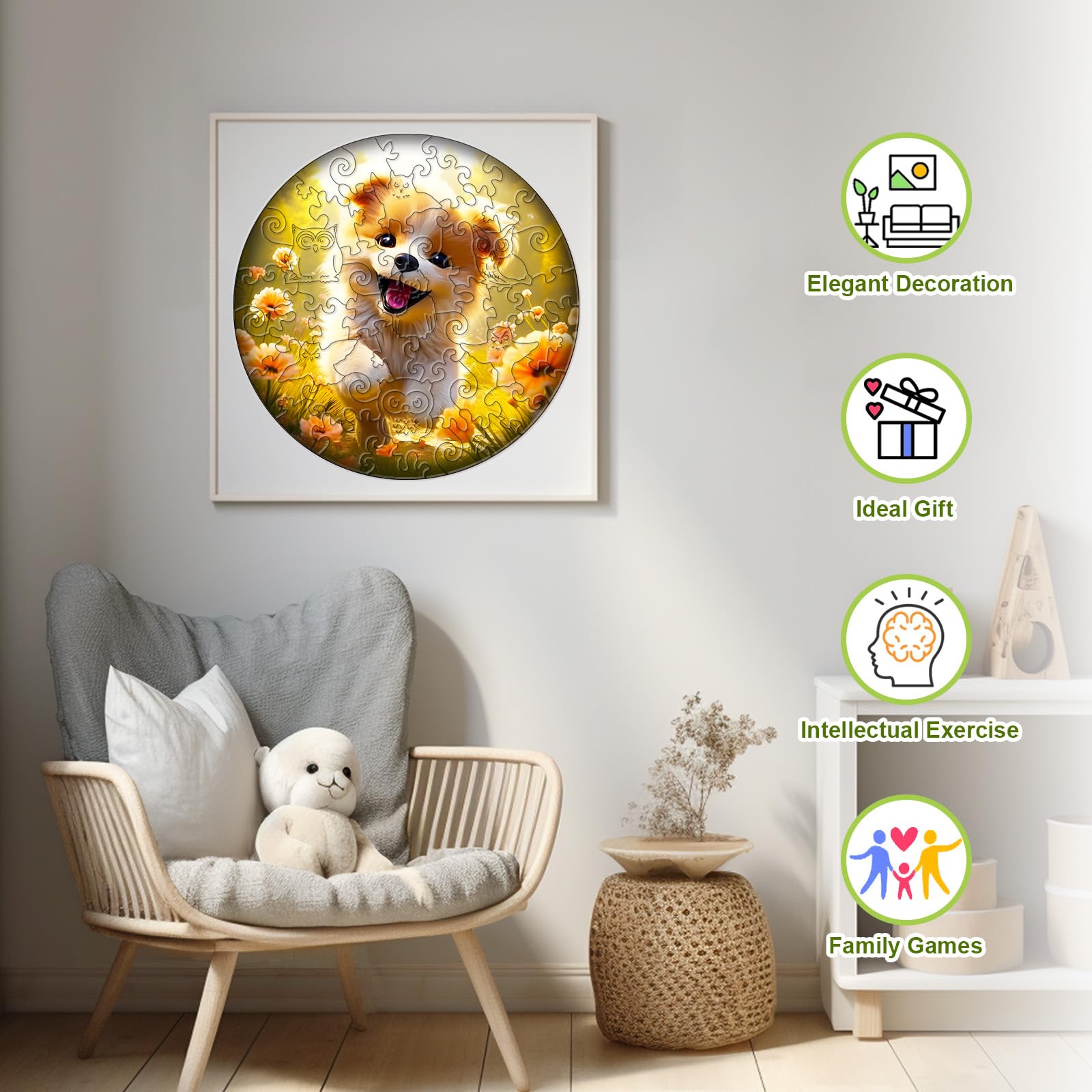 Cute Dog 50 Piece Wood Puzzle for Kids Puppy Toy - Aeekdook