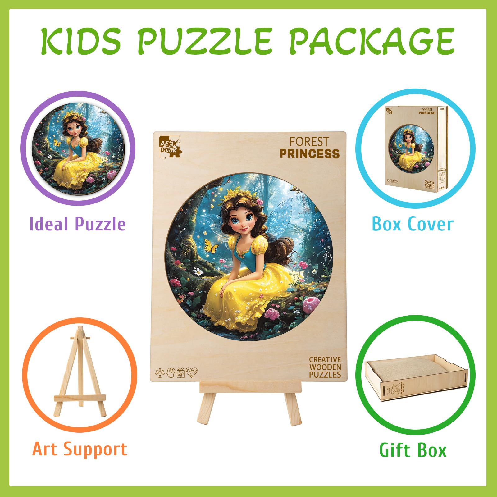 Forest Princess 50 Pieces Kids Wood Puzzle - Aeekdook