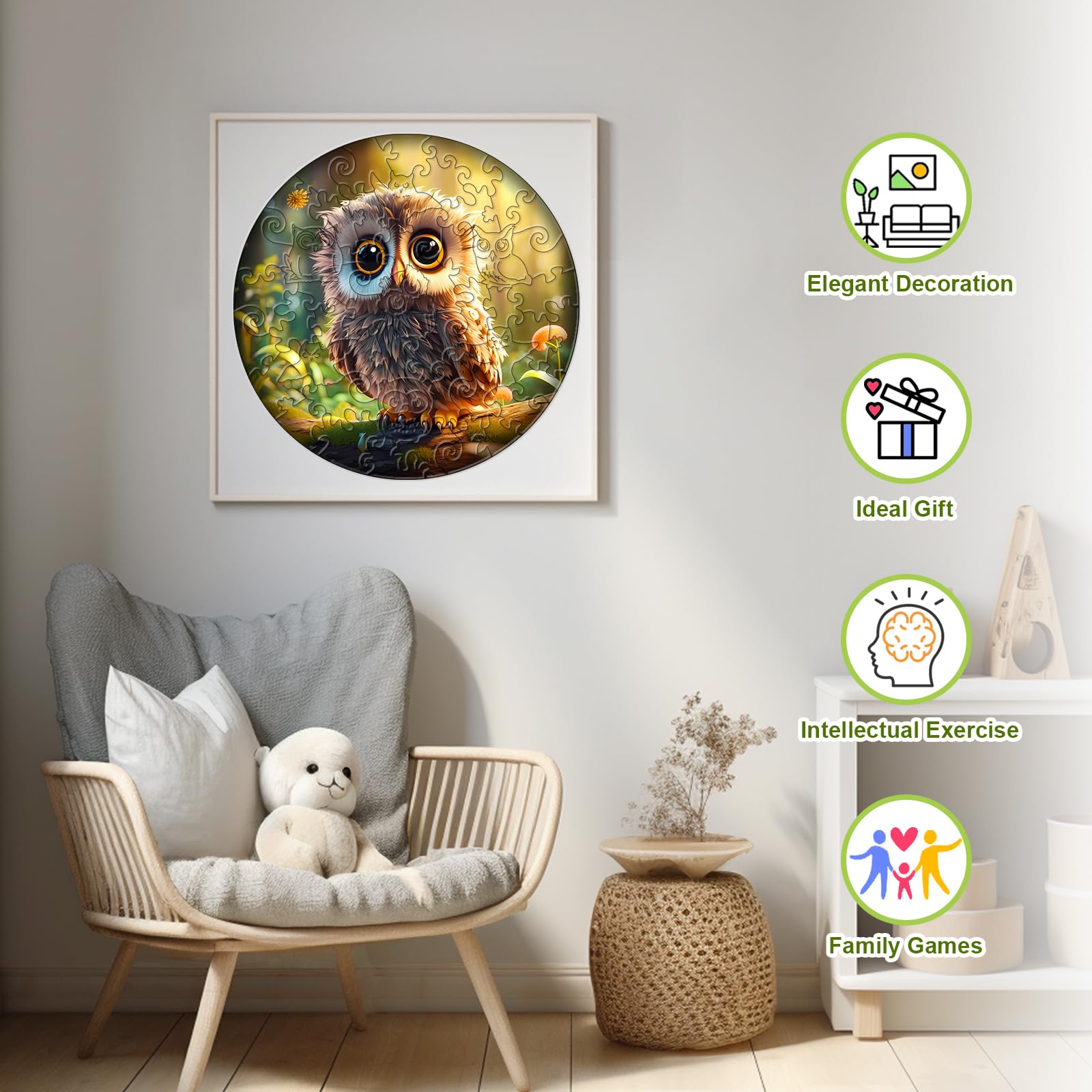 Cute Owl 50 Piece Wood Puzzle for Kids Ages 6-8 - Aeekdook