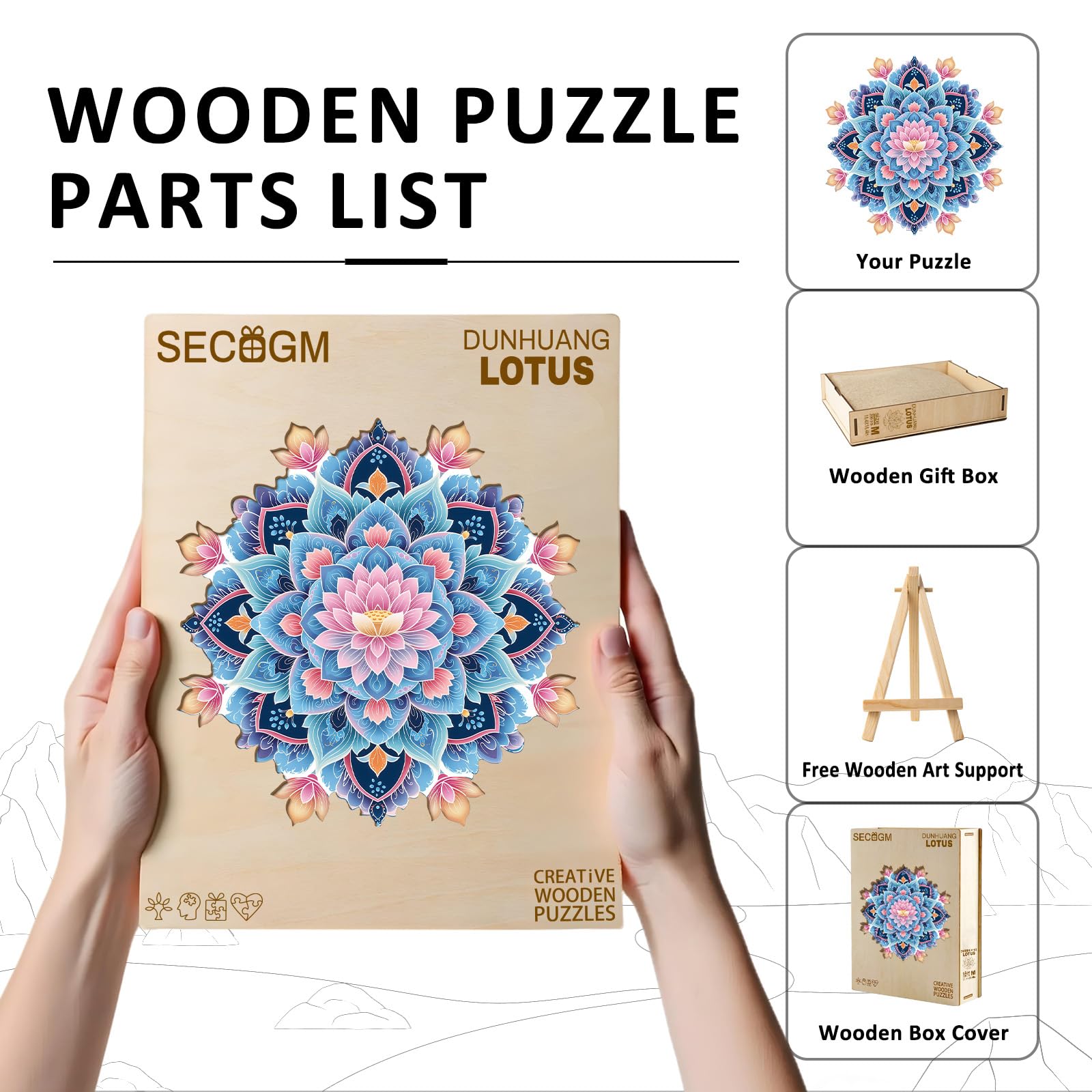 Dunhuang Lotus Wood Puzzle Oriental Buddhist Art - Aeekdook