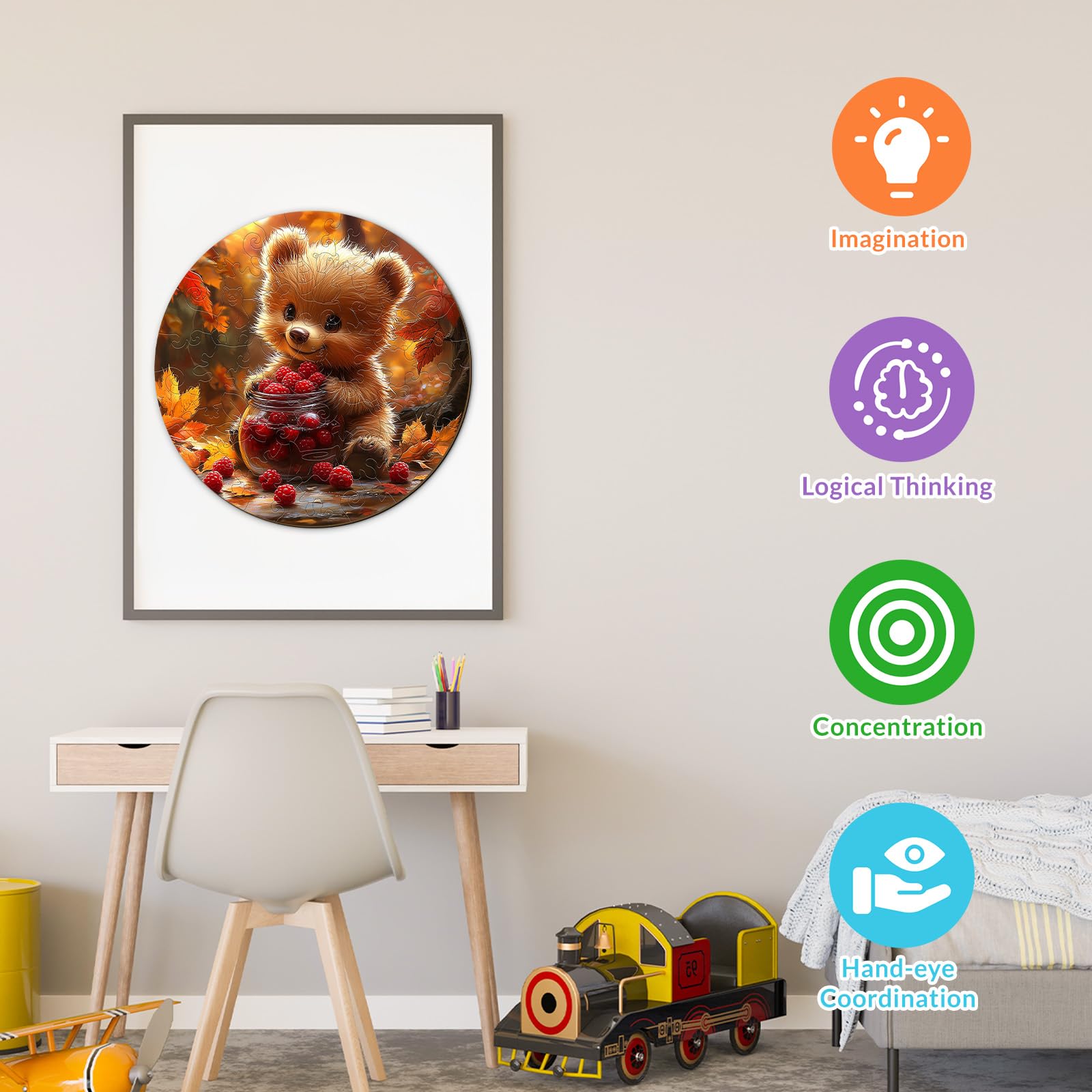 Berry Bear 50 Piece Kids Wood Puzzle Forest Animal - Aeekdook