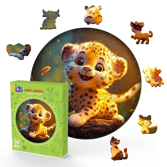 Cute Leopard 50 Pieces Kids Wooden Jigsaw Puzzles for Kids Ages 3-7