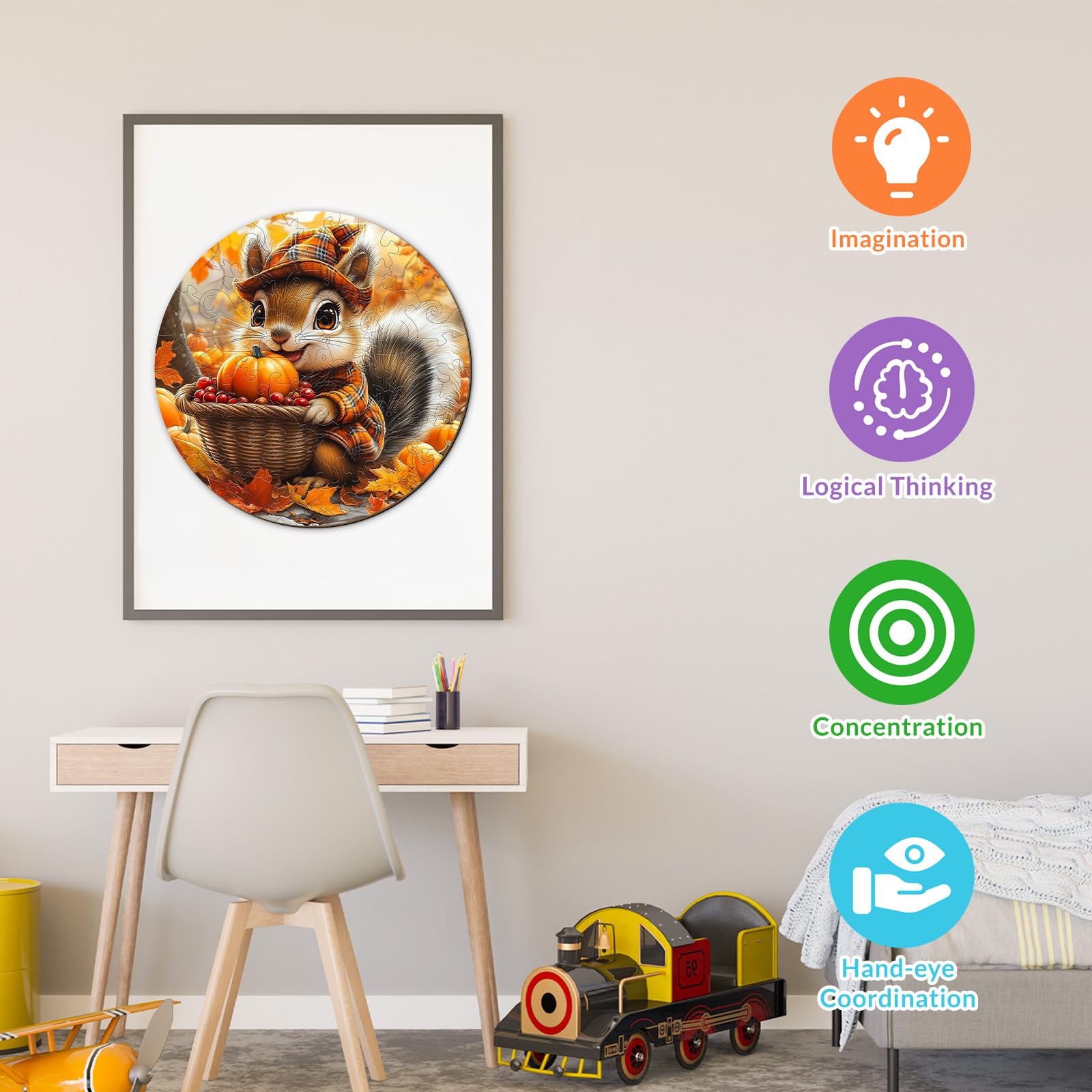 Squirrel's Harvest 50 Piece Kids Wood Puzzle - Aeekdook