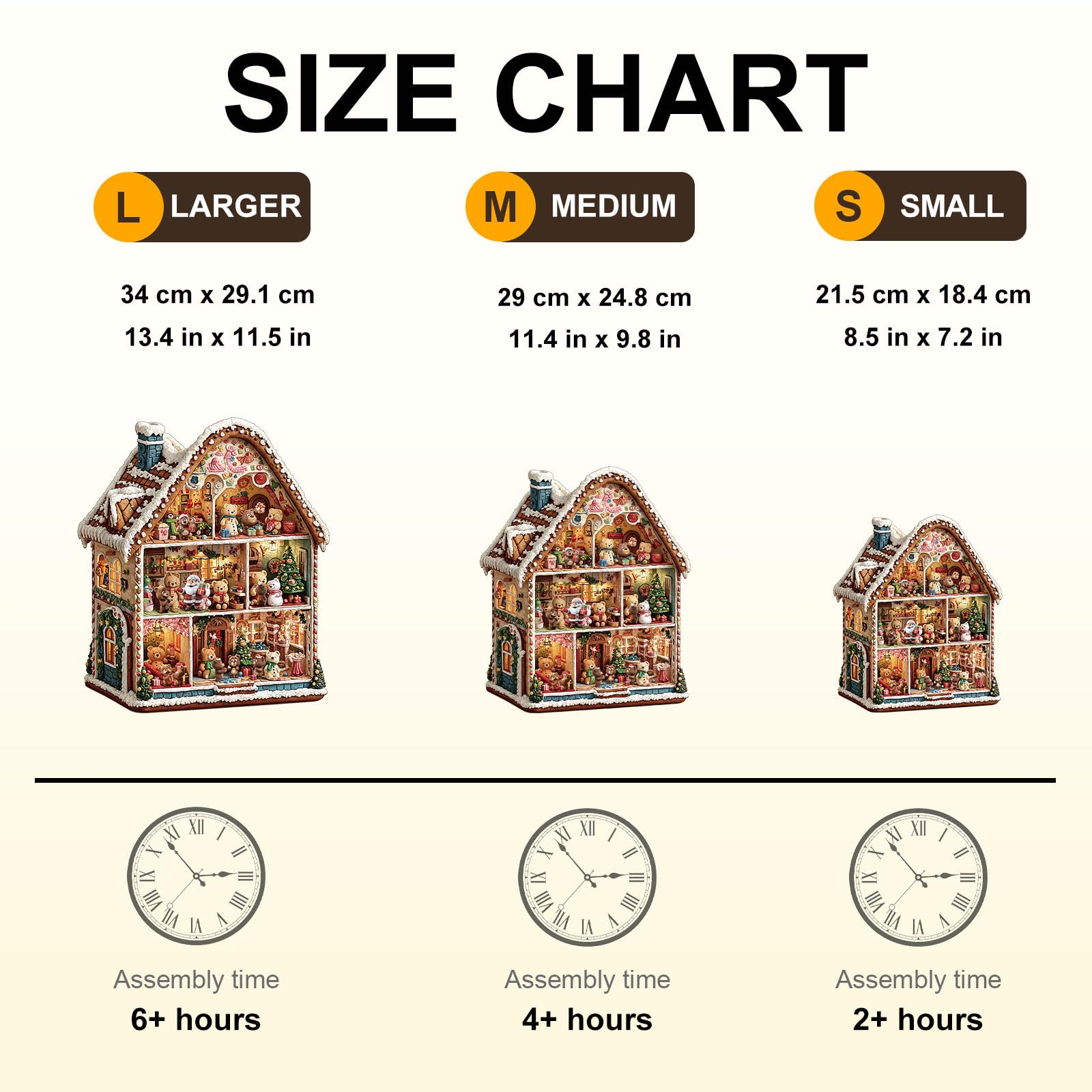 Christmas Bear's House Wood Puzzle Holiday Hut Decor - Aeekdook