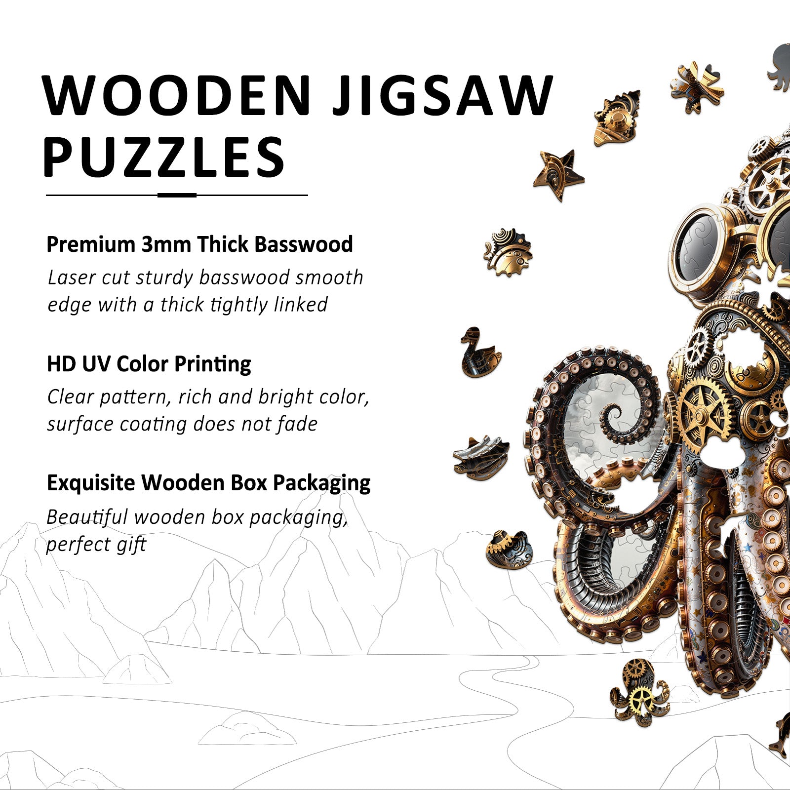 Mechanical Octopus Wooden Jigsaw Puzzles