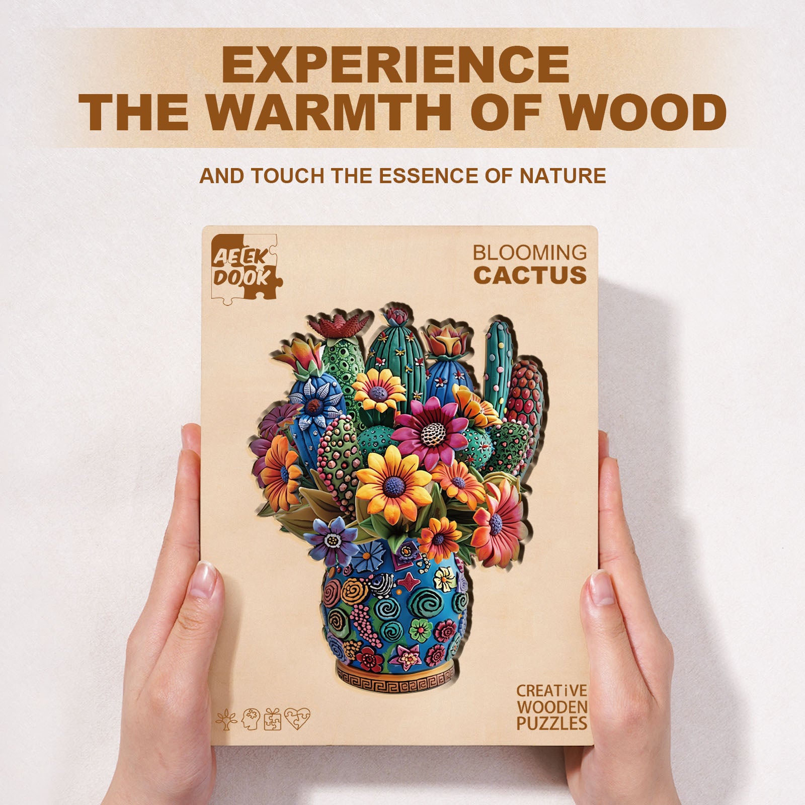 Blooming Cactus Wooden Puzzles for Adults