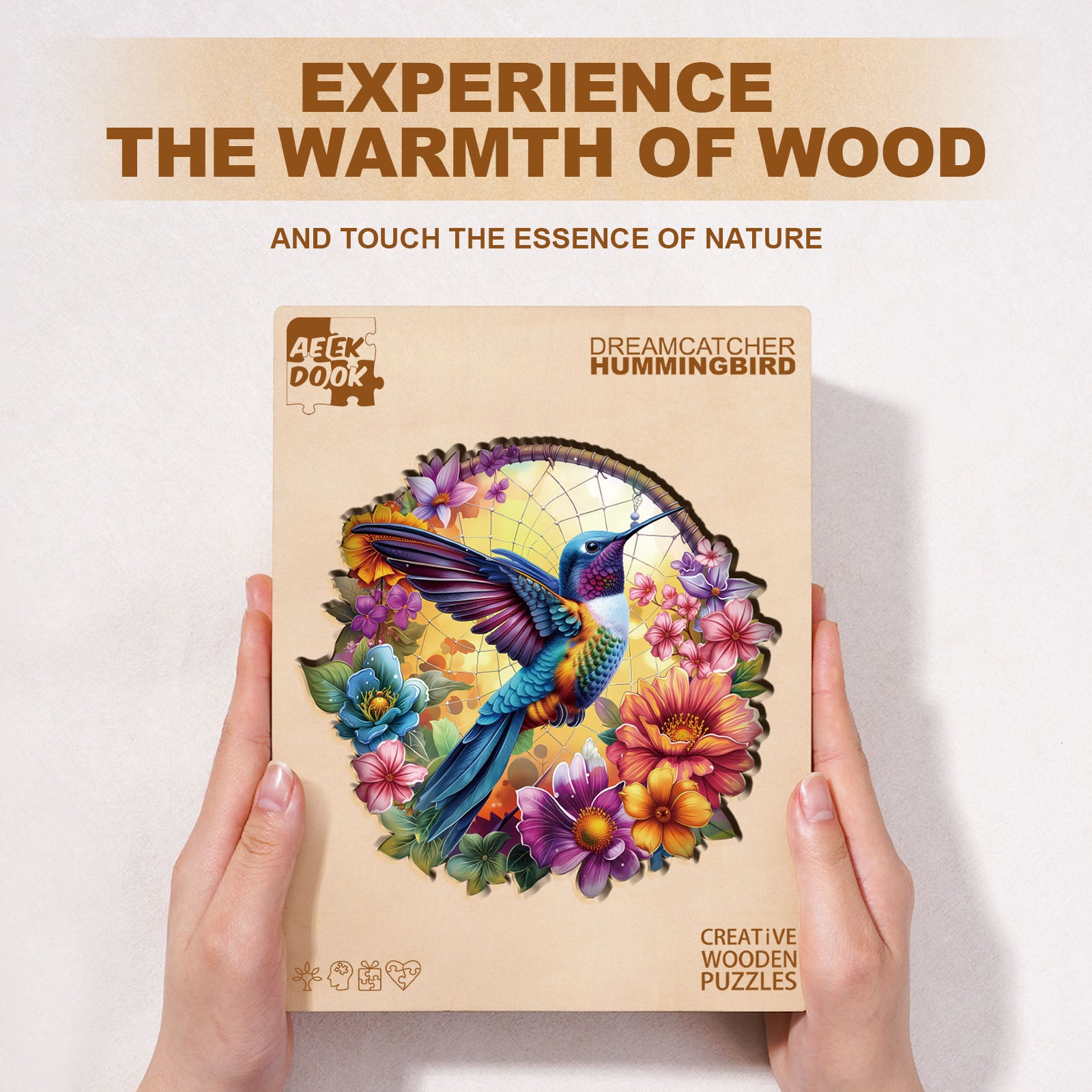 Dreamcatcher Hummingbird Wooden Jigsaw Puzzles for Adults - Aeekdook