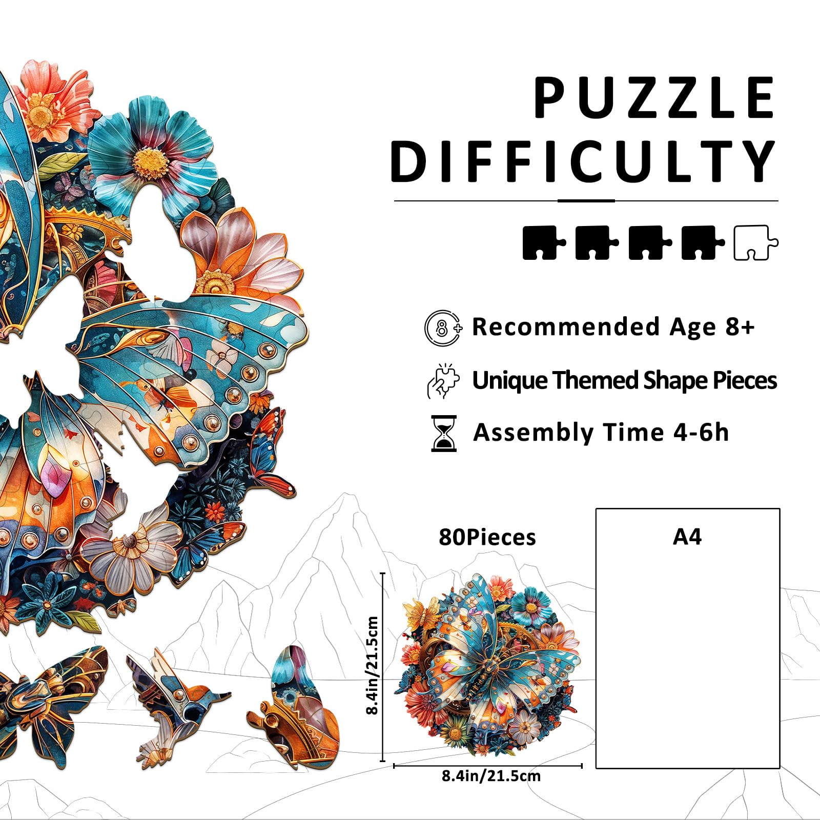 Mechanical Butterfly Wood Puzzle Steampunk Style Art - Aeekdook