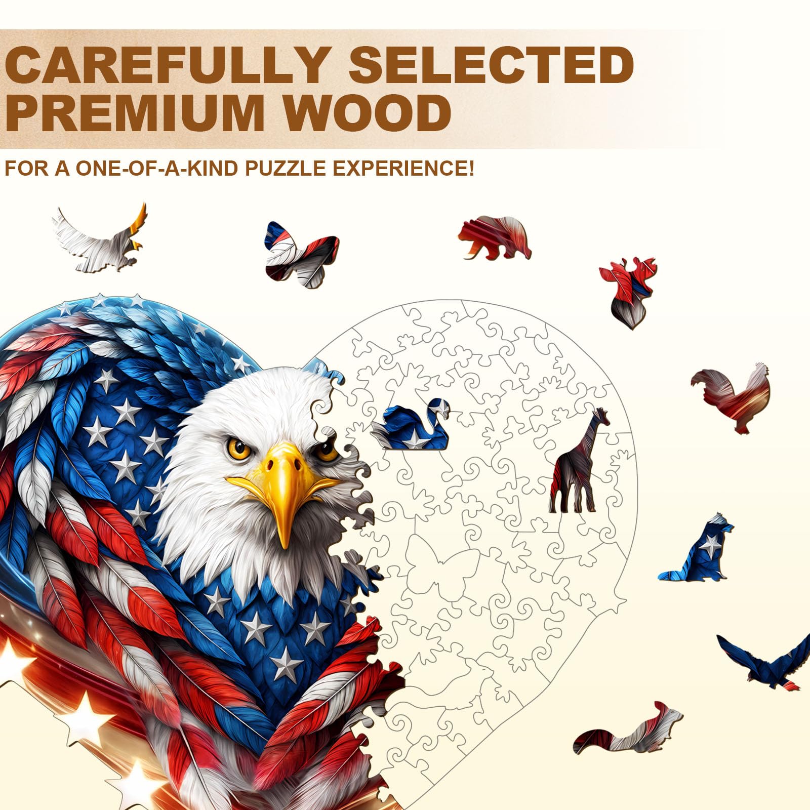 Patriotic Eagle Wooden Puzzles for Adults