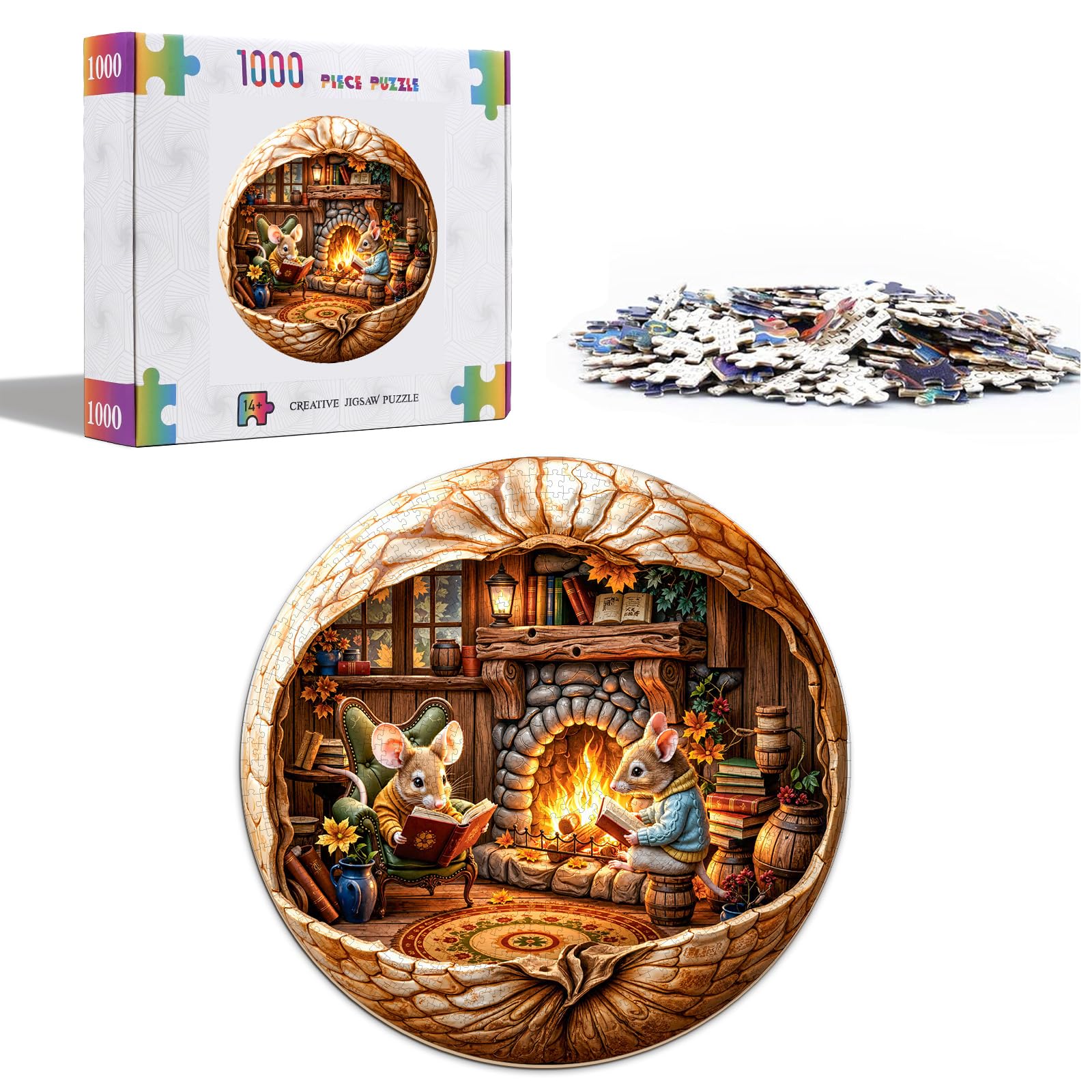 Fall Mouse 1000 Piece Wood Puzzle Autumn Theme - Aeekdook