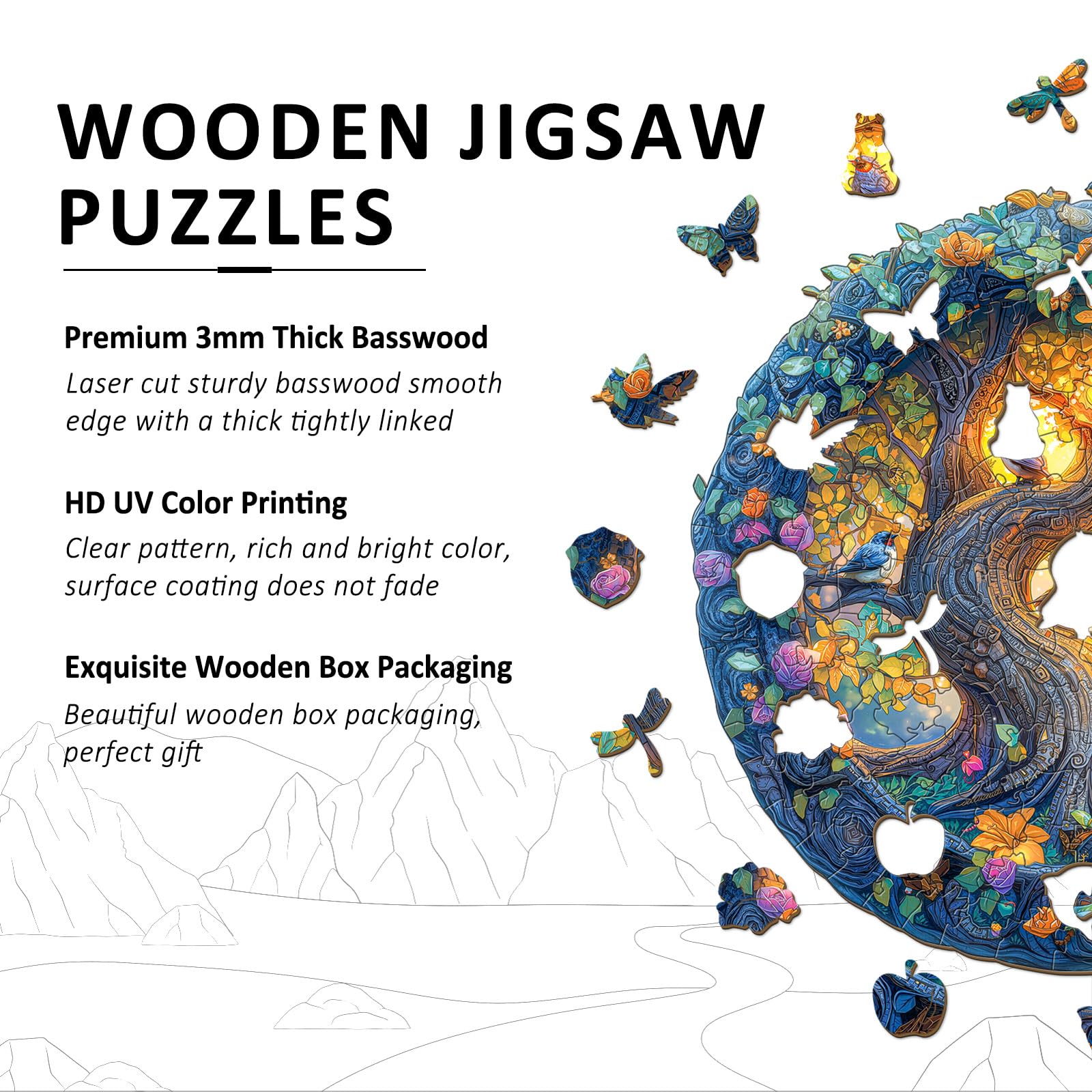 Jungle Bird Wood Puzzle for Adults Tropical Nature - Aeekdook