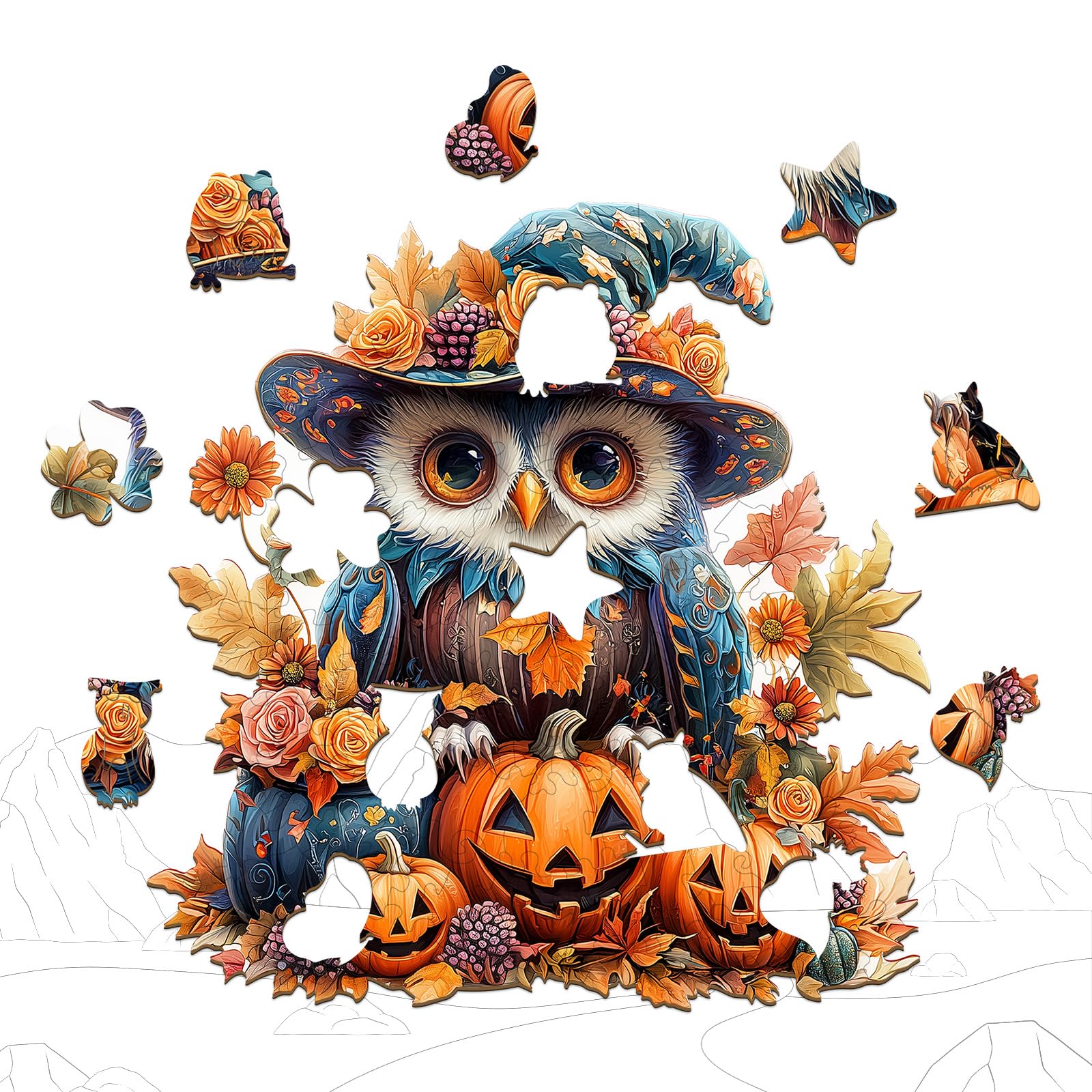 Halloween Owl Wood Puzzle Spooky Night Holiday Gift - Aeekdook