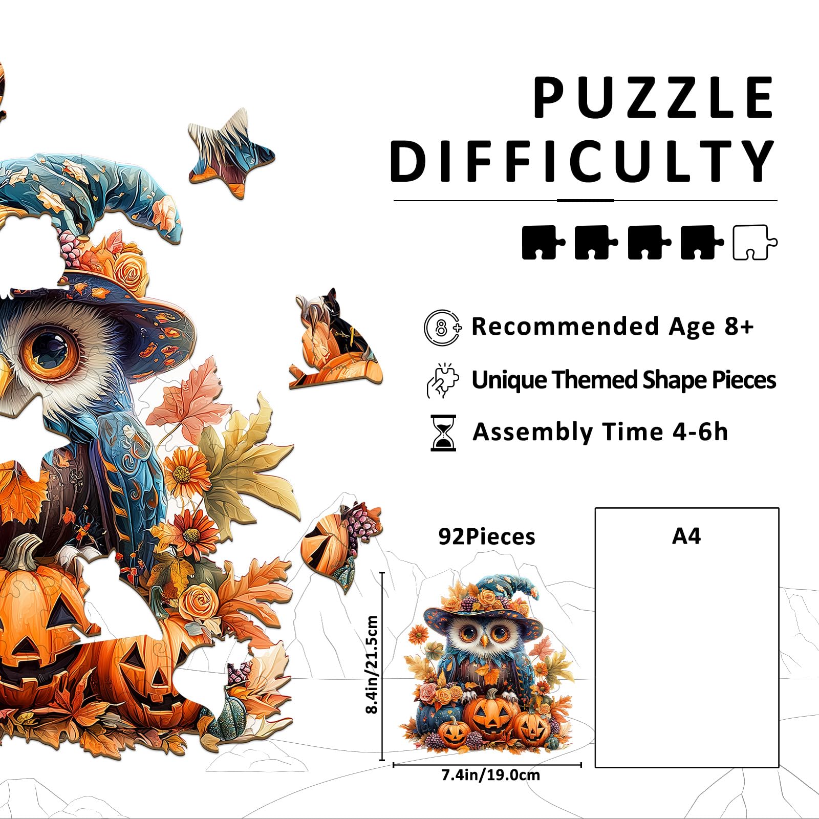 Halloween Owl Wood Puzzle Spooky Night Holiday Gift - Aeekdook