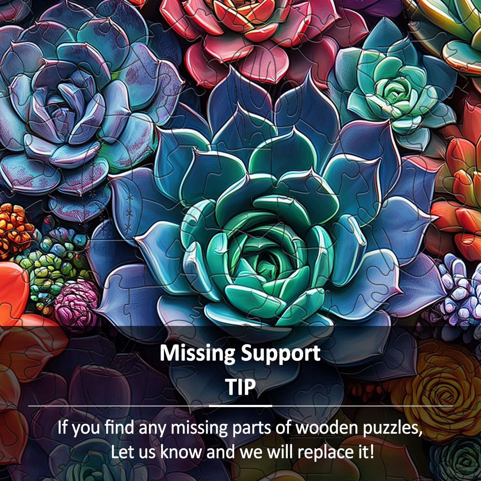 Mandala Succulent Unique Shape Wood Puzzle for Zen - Aeekdook