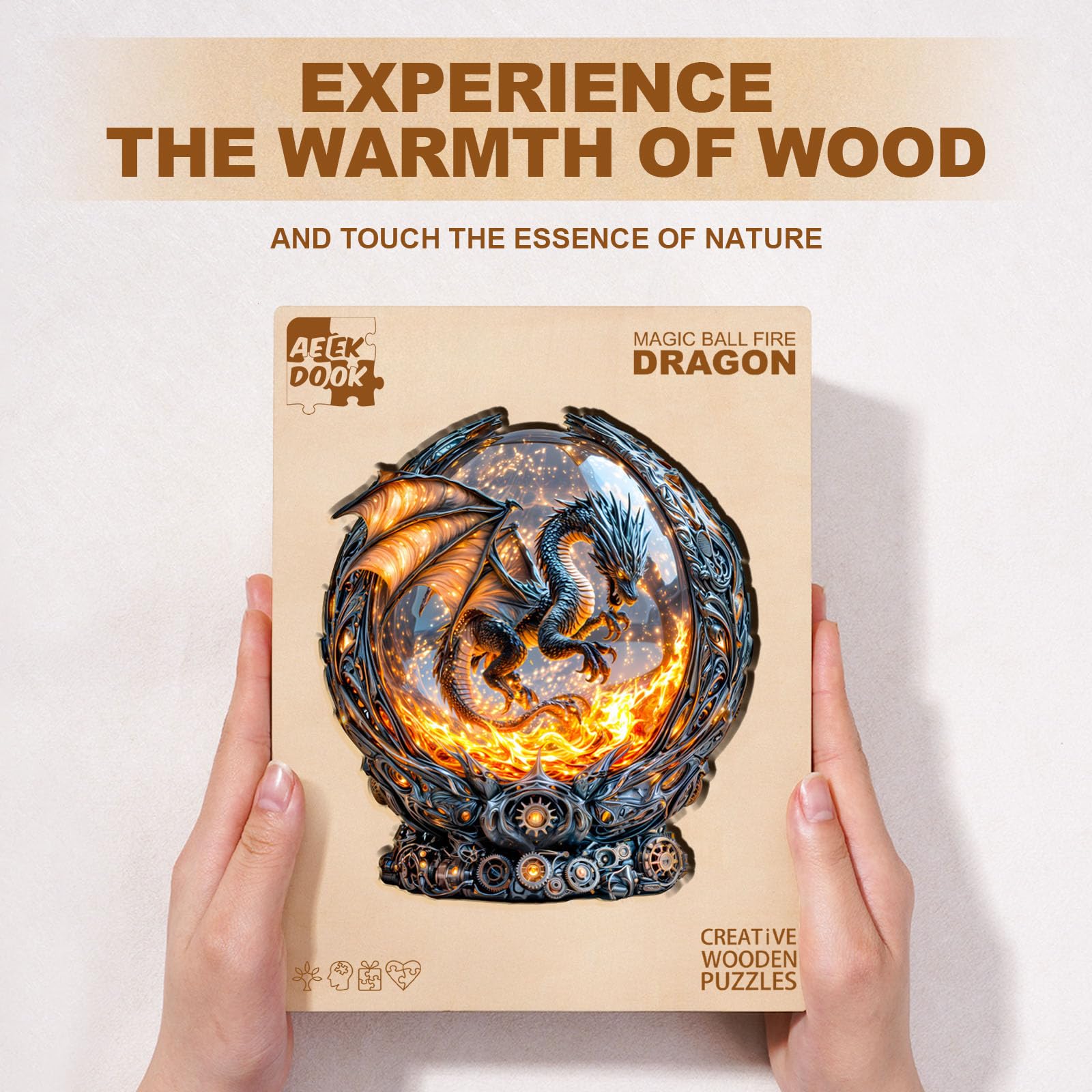 Fire Dragon Unique Shape Wood Puzzle Epic Mythical - Aeekdook