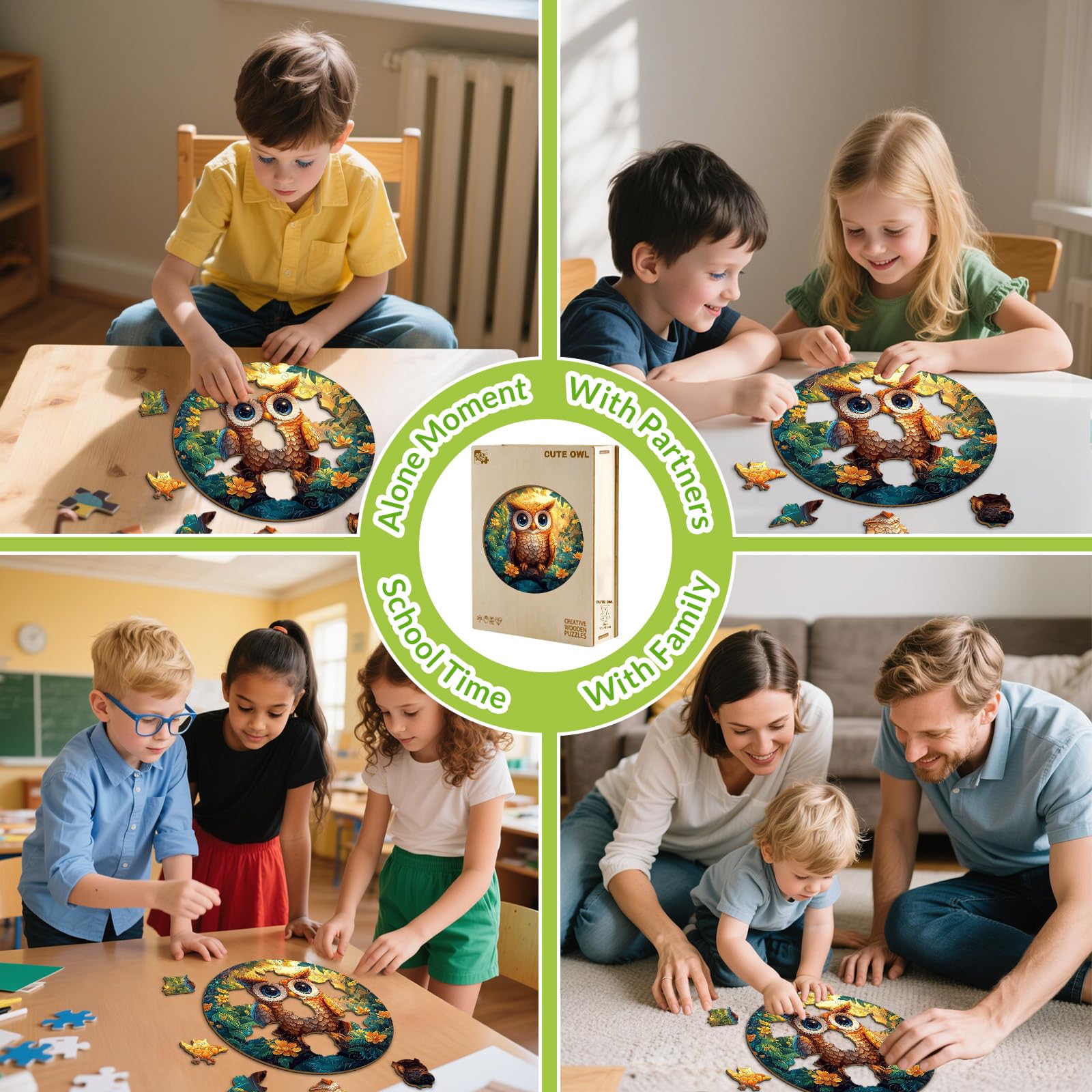 Cute Owl 50 Piece Wood Puzzle Educational Toy - Aeekdook