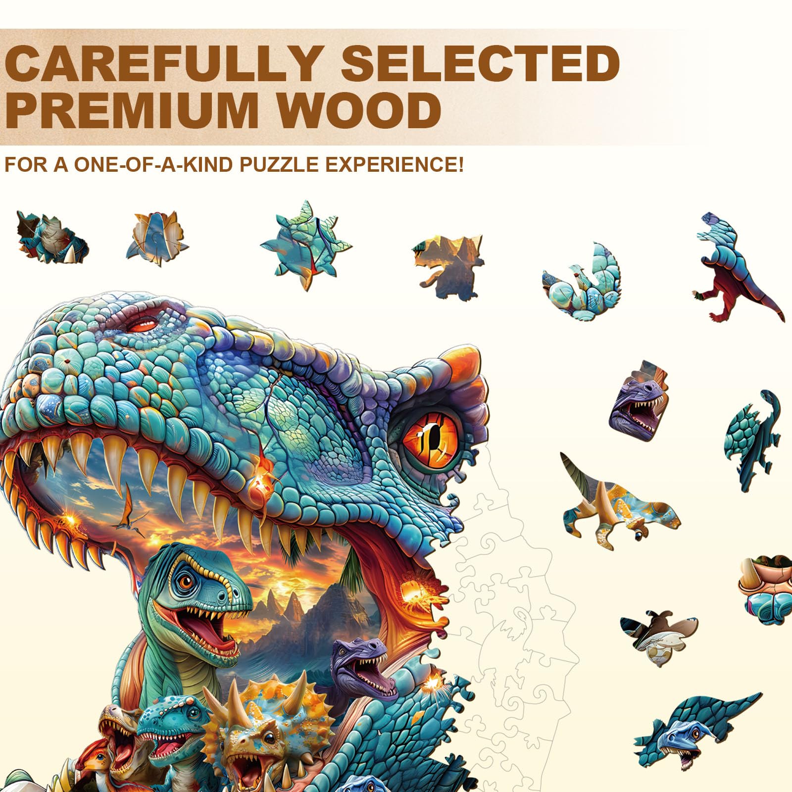Fantasy Dinosaurs Wood Puzzle Ancient World Art - Aeekdook