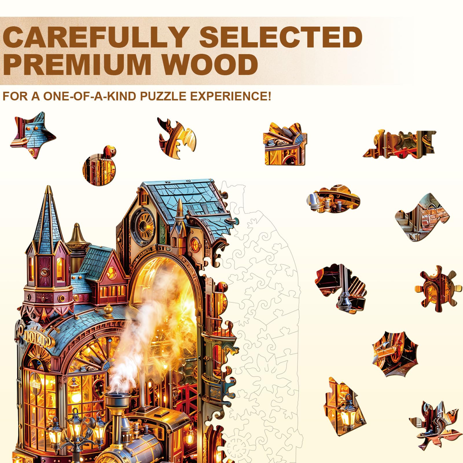 Steam Platform Wood Puzzle Retro Industrial Style - Aeekdook