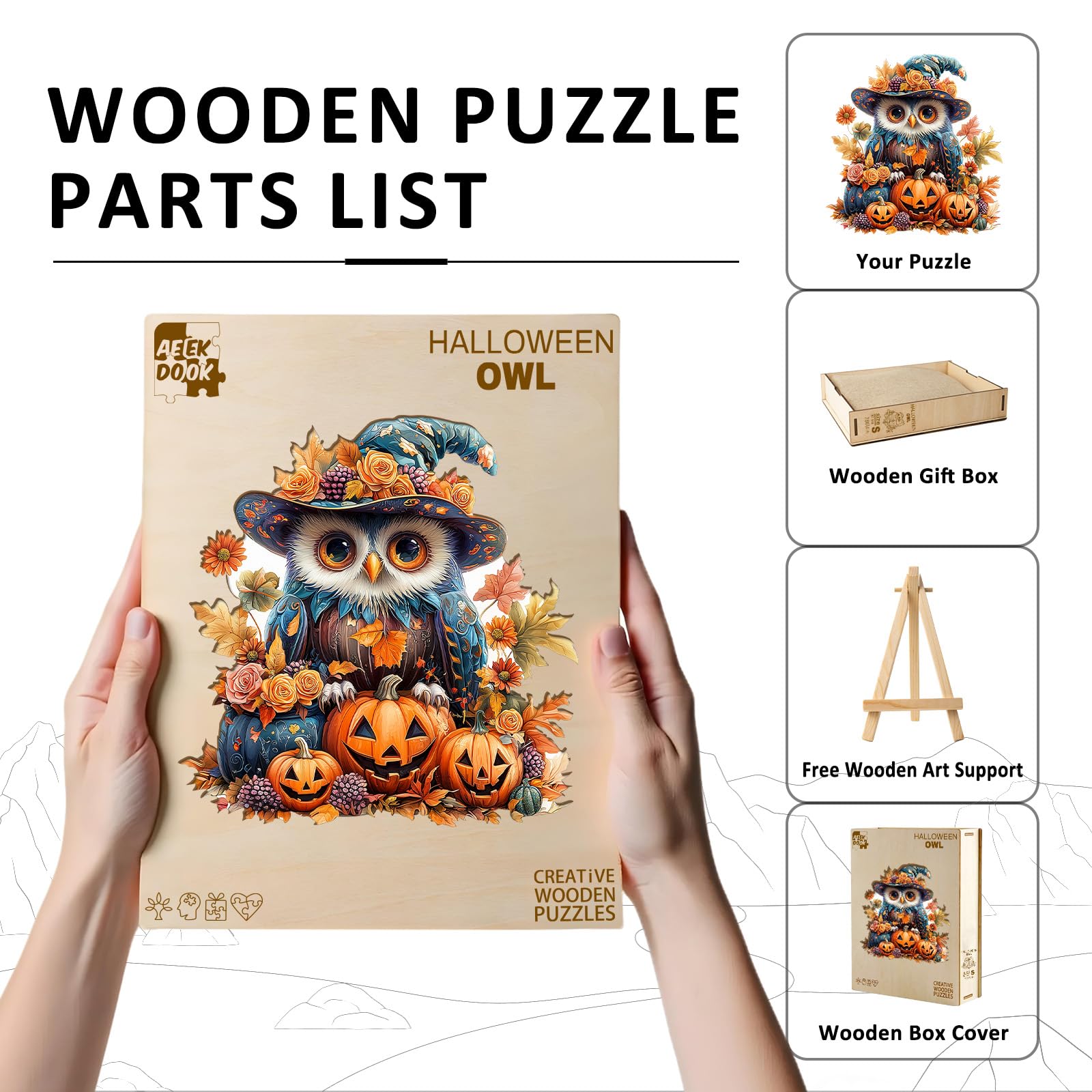 Halloween Owl Wood Puzzle Spooky Night Holiday Gift - Aeekdook