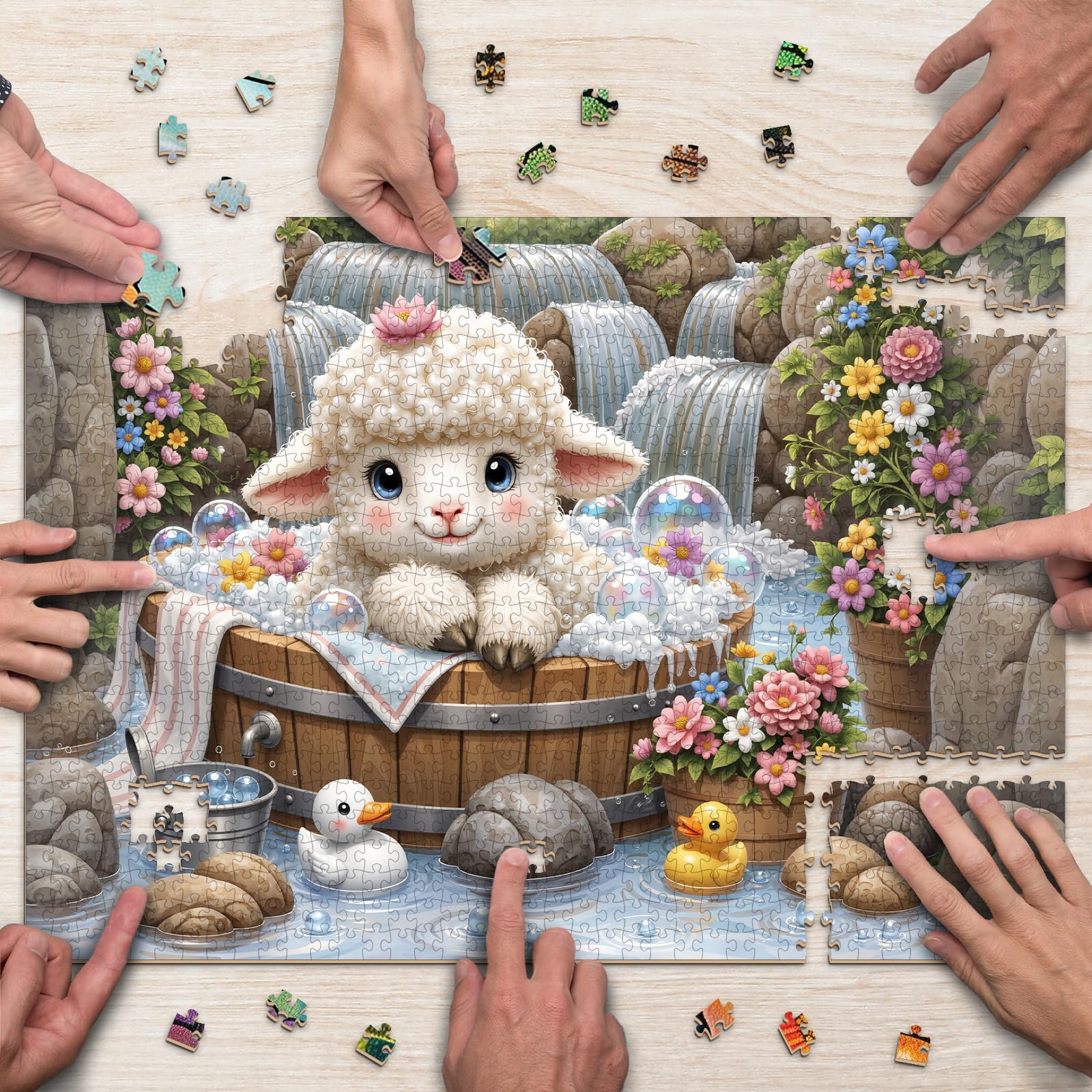 Sheep Animal 1000 Piece Wooden Jigsaw Puzzle - Aeekdook