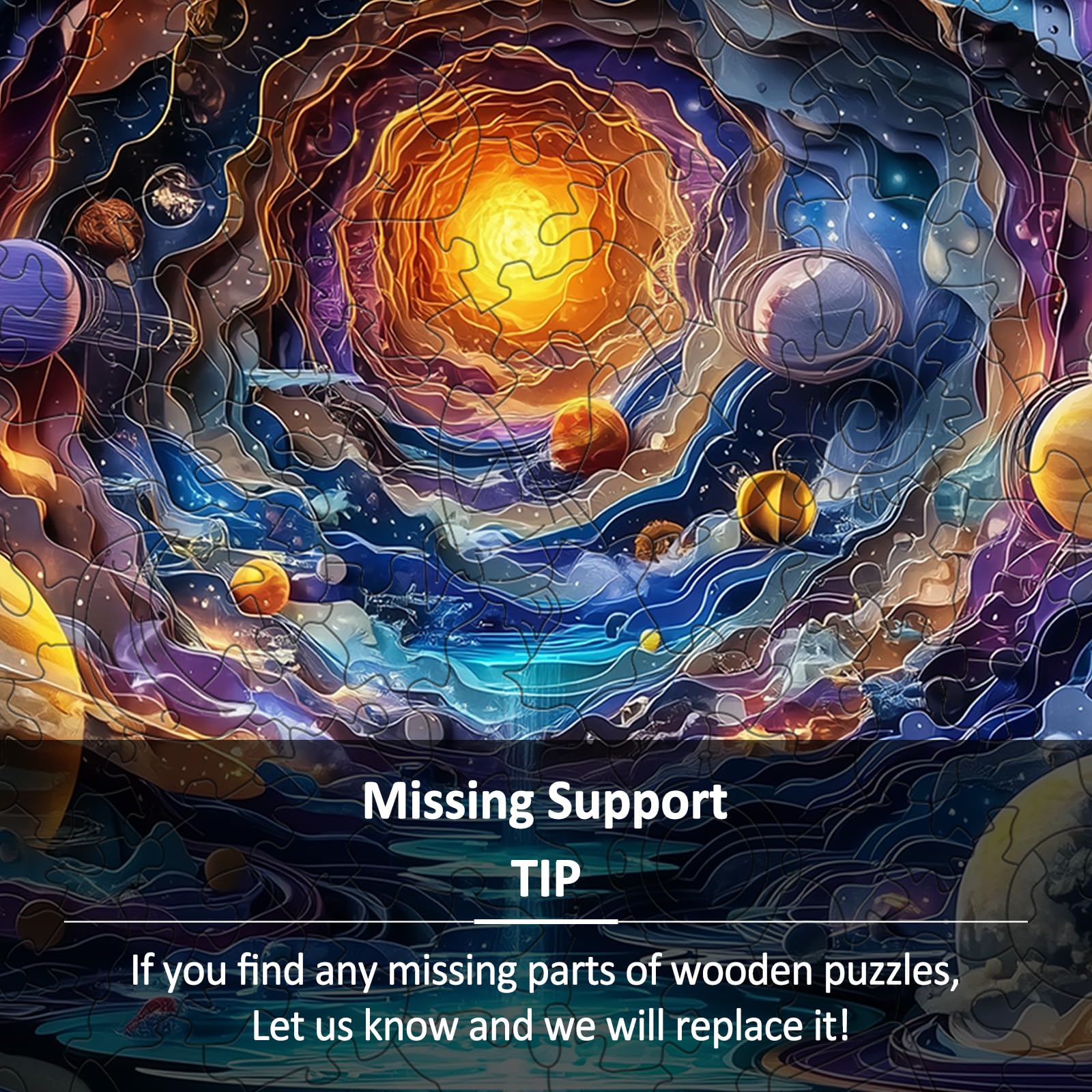 Colorful Space Wood Puzzle Galaxy & Planets Theme - Aeekdook