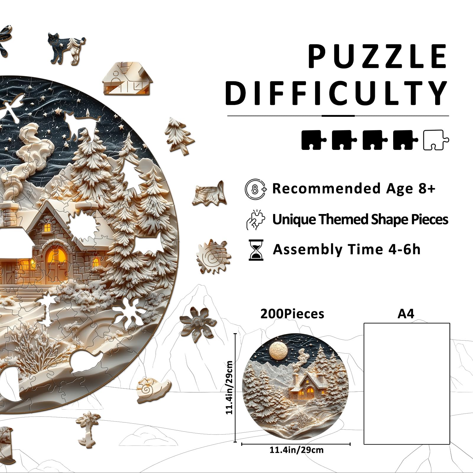 Starry Night Wood Puzzle Van Gogh Style Fine Art - Aeekdook