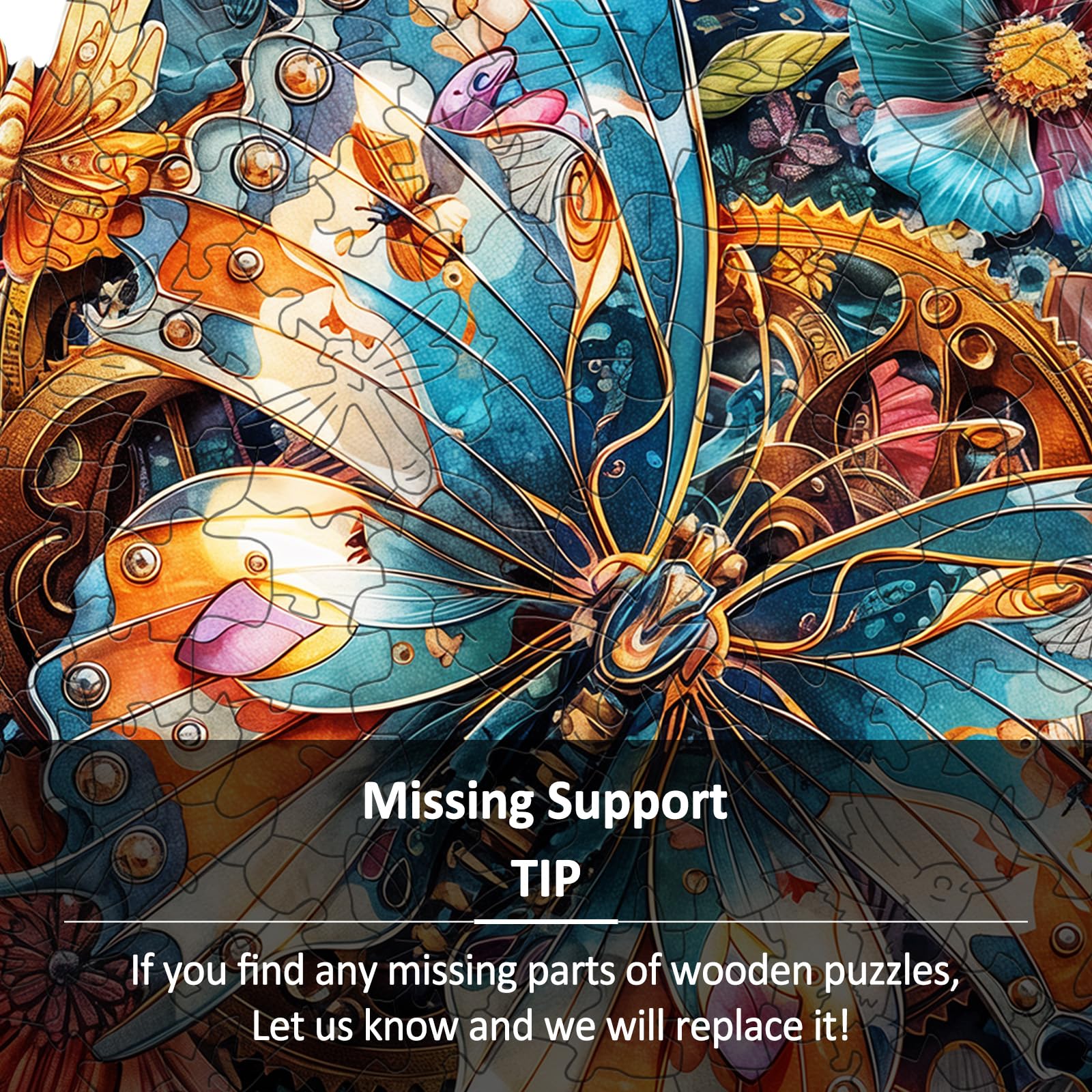 Mechanical Butterfly Wood Puzzle Steampunk Style Art - Aeekdook