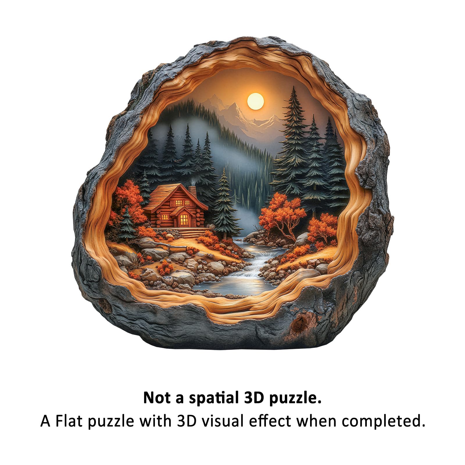 Forest Cabin Wood Puzzle Cozy Nature Escape Art - Aeekdook