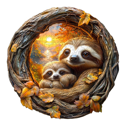 3D Parent-Child Sloth Wooden Puzzle